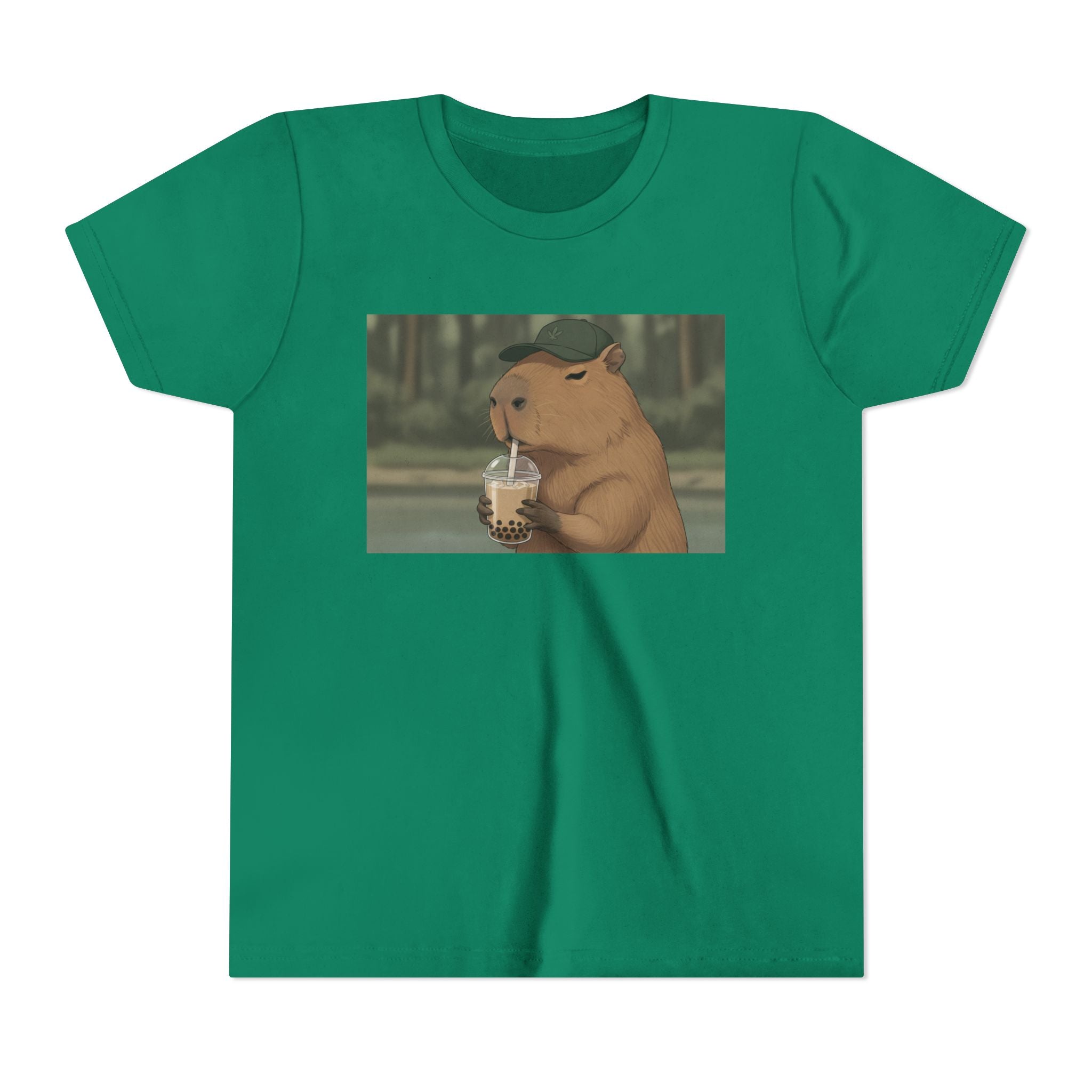 Capybara Drinking Boba Tea Youth Tee — Cute Kawaii Bubble Shirt for Kids - Kids