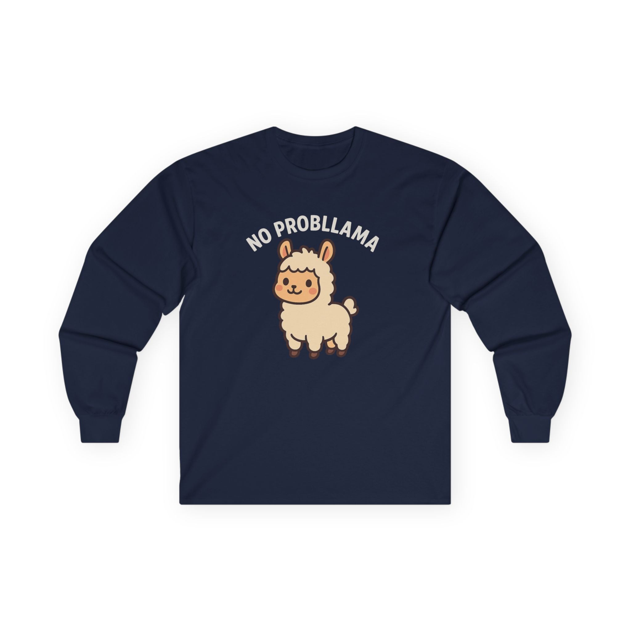 No Probllama Cute Llama Long Sleeve Tee - Adult