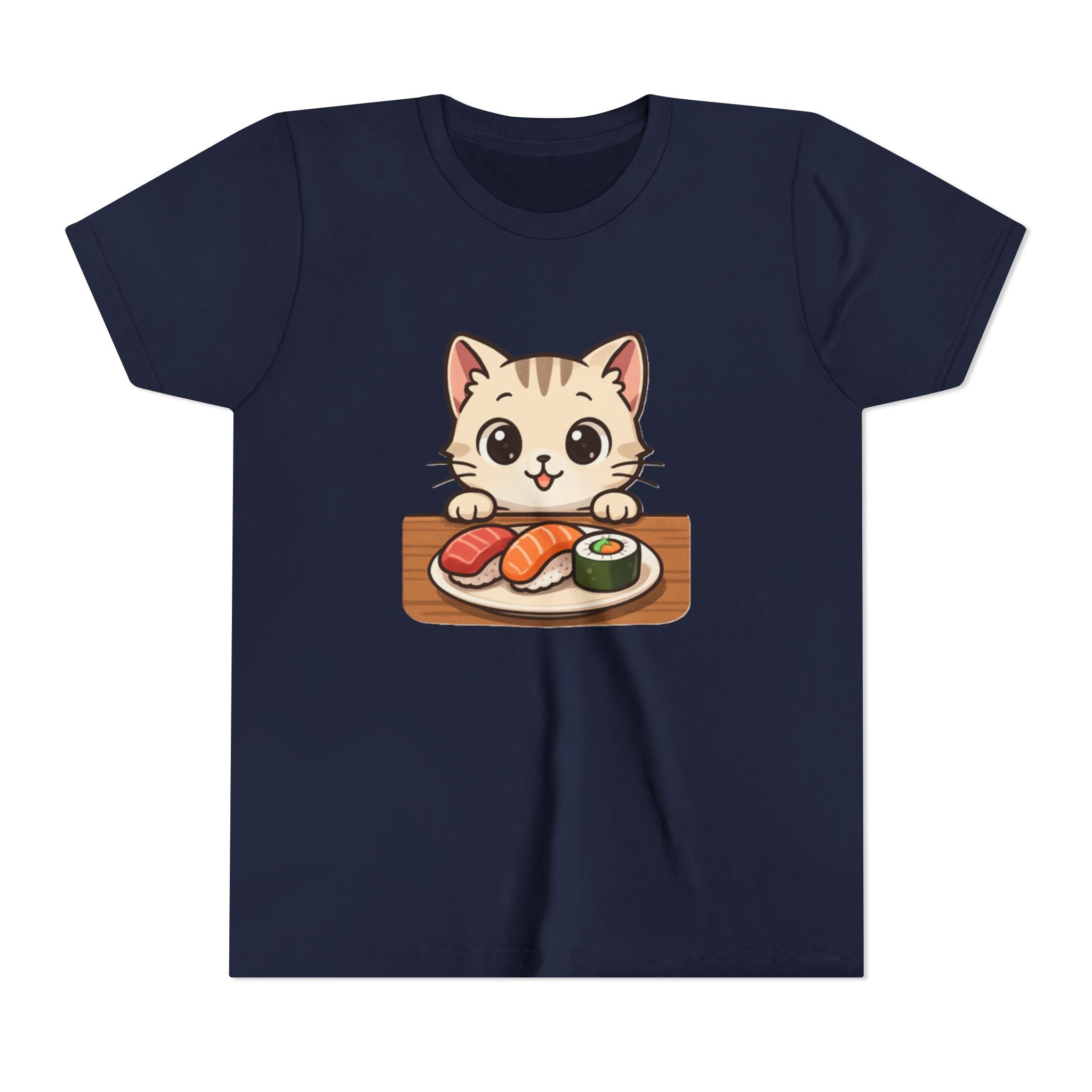 Kids Sushi Cat T-Shirt — Cute Kitty Eating Sushi Youth Tee
