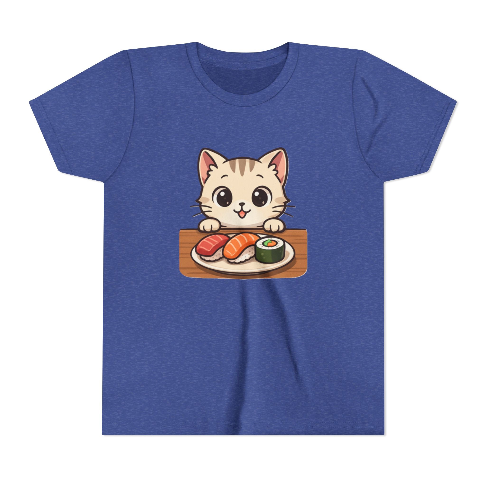 Kids Sushi Cat T-Shirt — Cute Kitty Eating Sushi Youth Tee