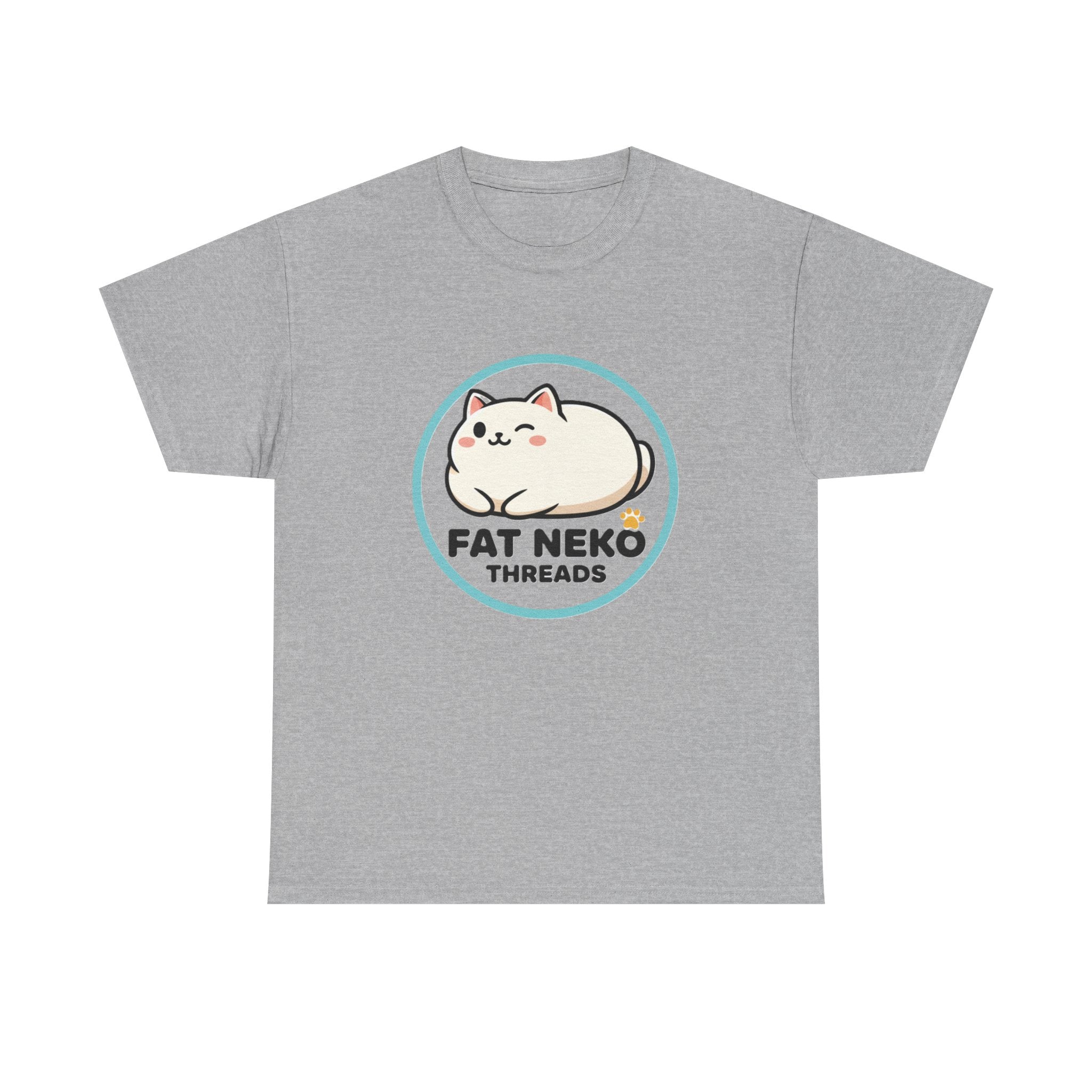 Cute Fat Neko Threads T-Shirt — Kawaii Cat Logo Tee - Adult