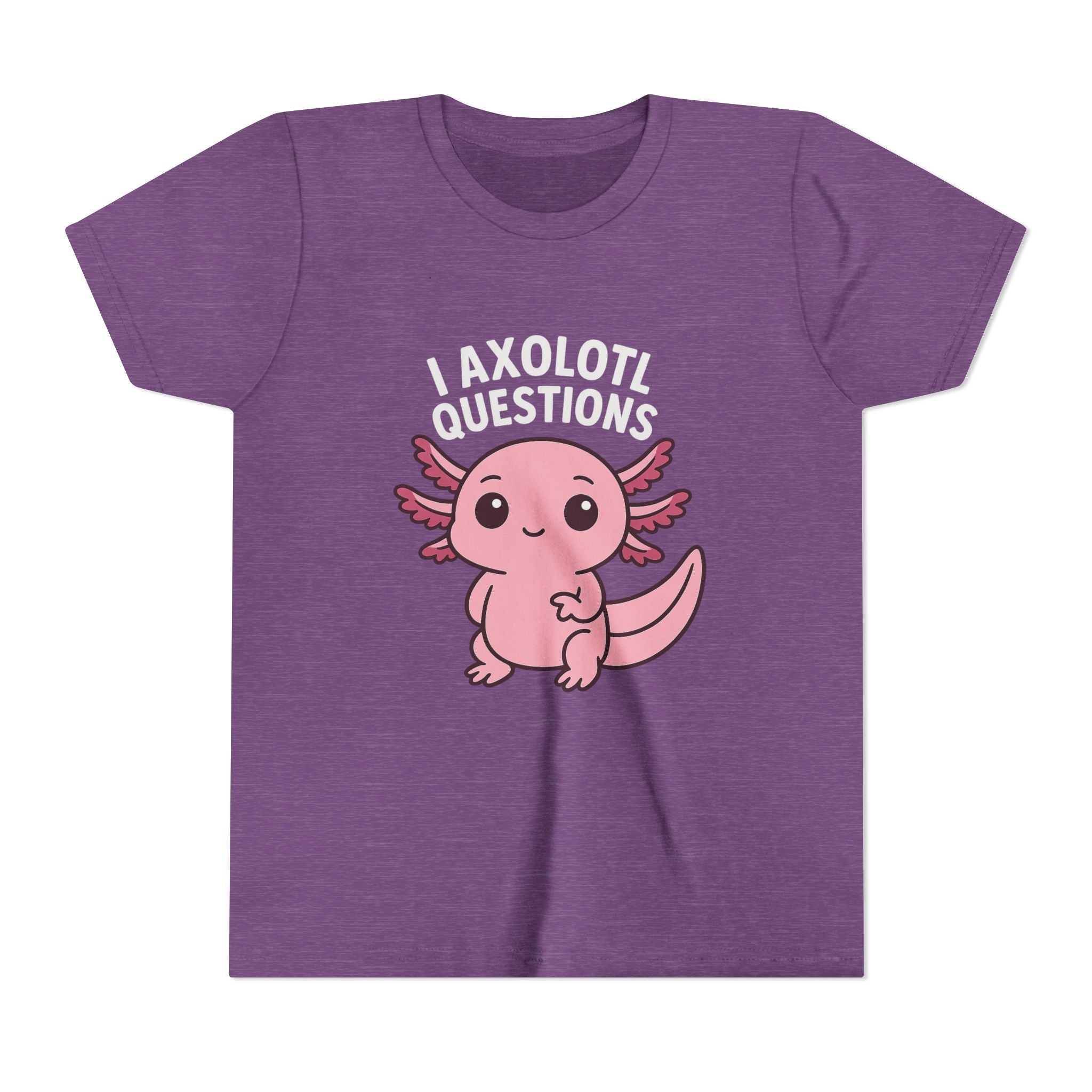 Youth Tee — Cute Pink Axolotl “Axolotl Questions” Kids Shirt