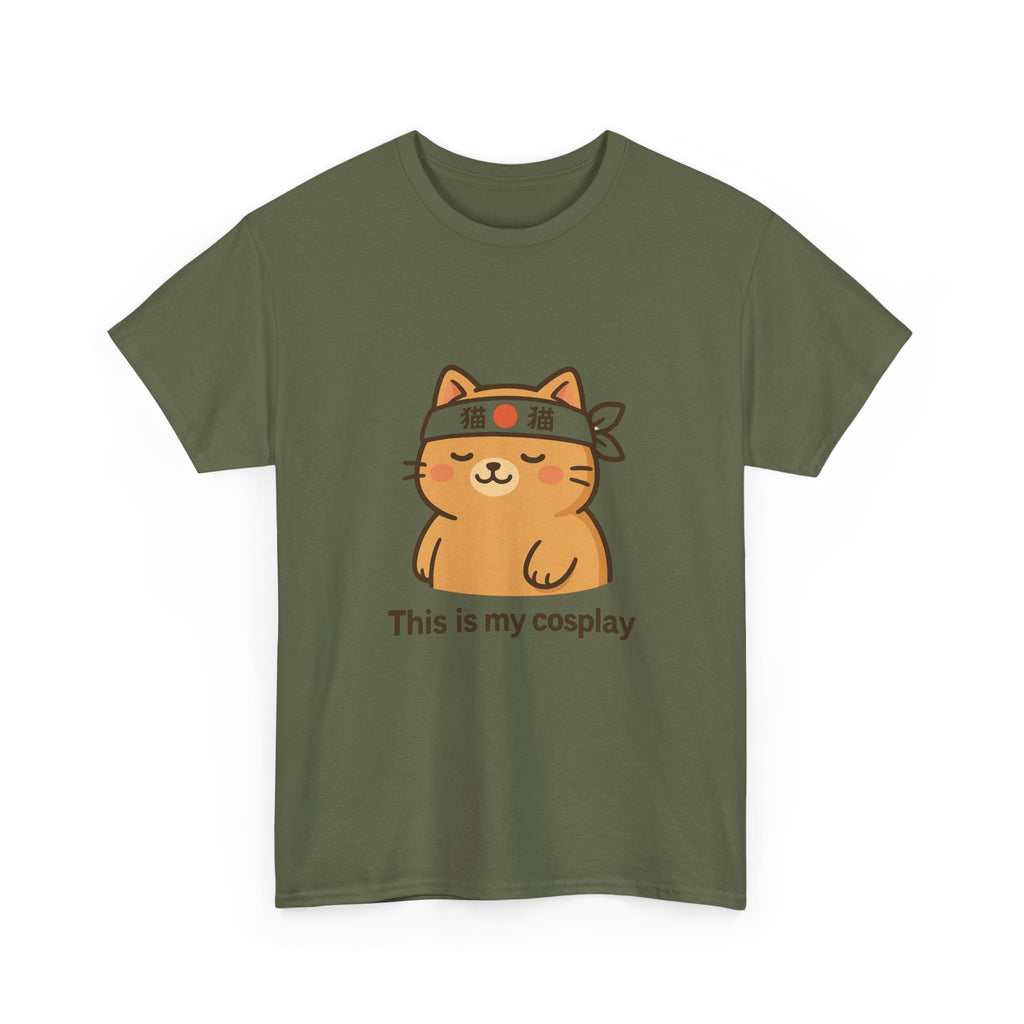 Cat Cosplay T‑Shirt — Cute Kawaii Cat Wearing Hachimaki "This is my cosplay" - Adult