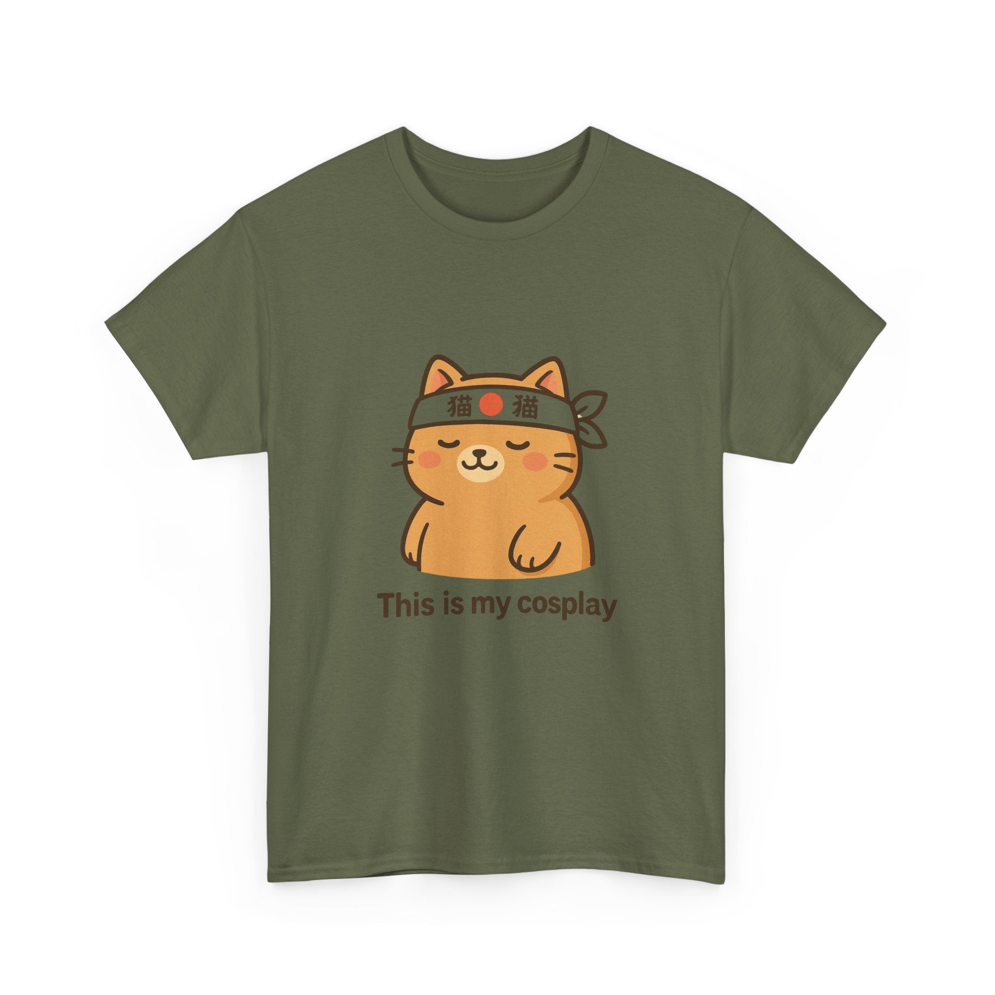 Cat Cosplay T‑Shirt — Cute Kawaii Cat Wearing Hachimaki "This is my cosplay" - Adult