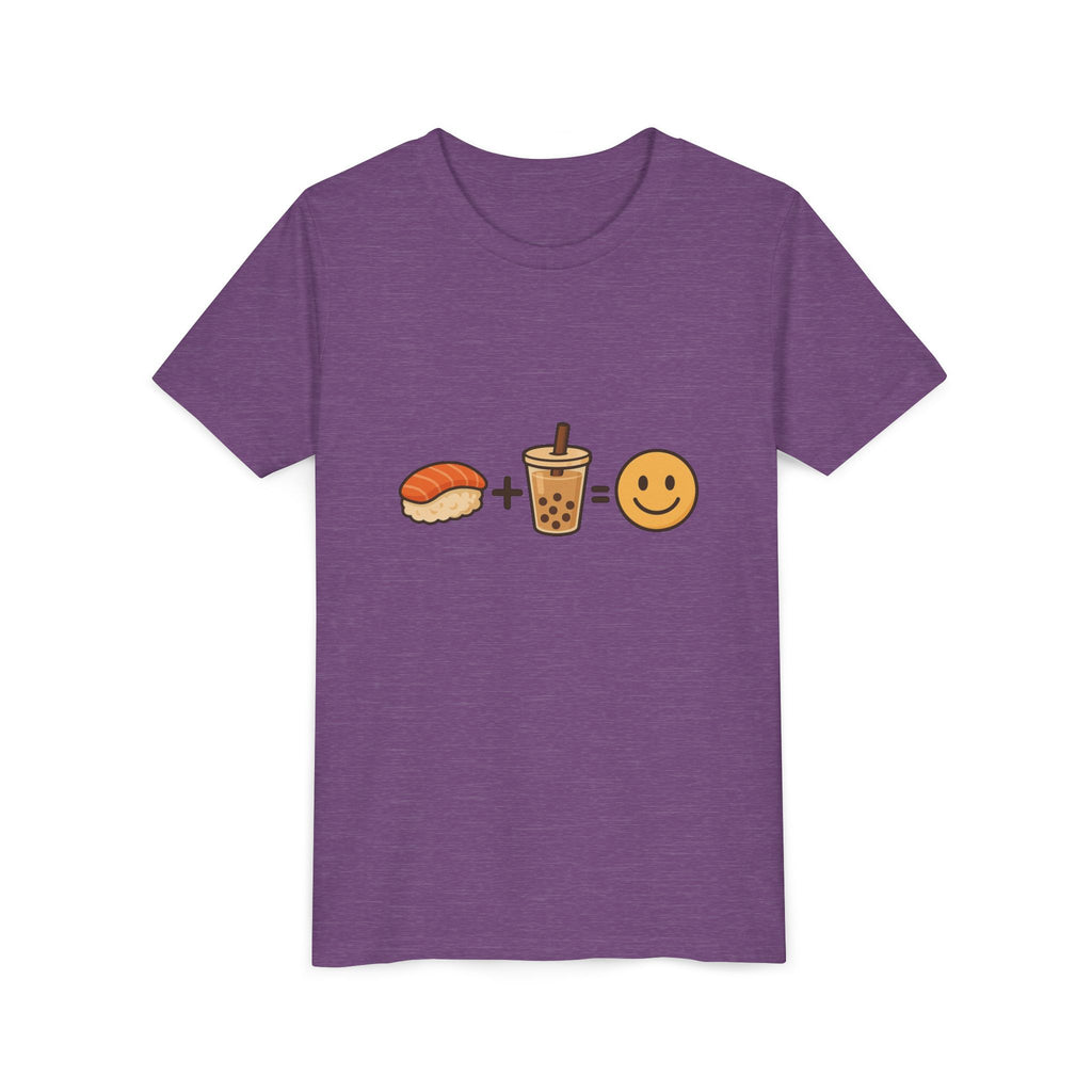 Youth Tee — Sushi + Bubble Tea = Happy Emoji Kids Shirt
