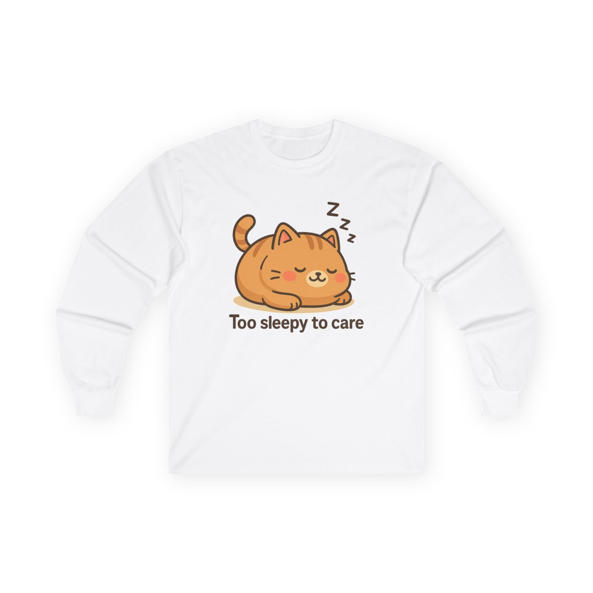 Too Sleepy to Care Cat Long Sleeve Tee - Adult