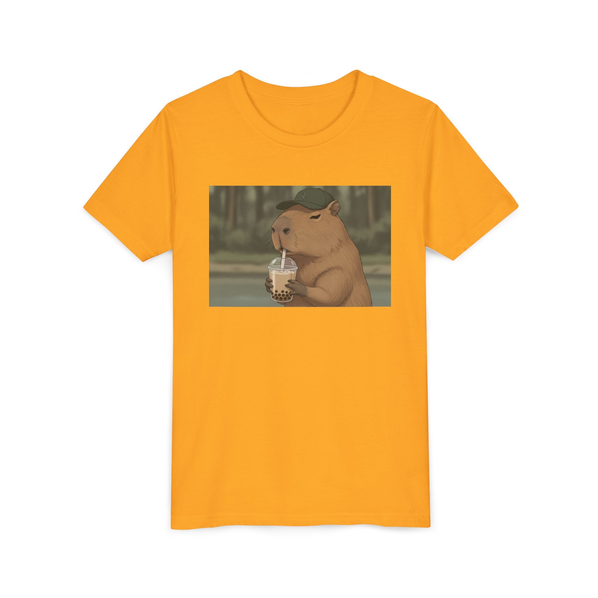 Capybara Drinking Boba Tea Youth Tee — Cute Kawaii Bubble Shirt for Kids - Kids