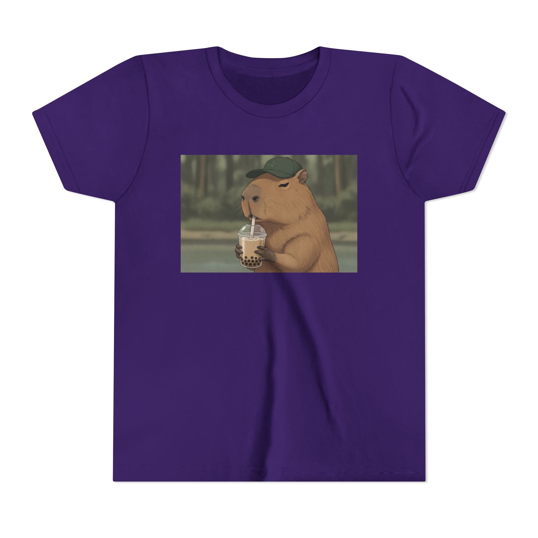 Capybara Drinking Boba Tea Youth Tee — Cute Kawaii Bubble Shirt for Kids - Kids