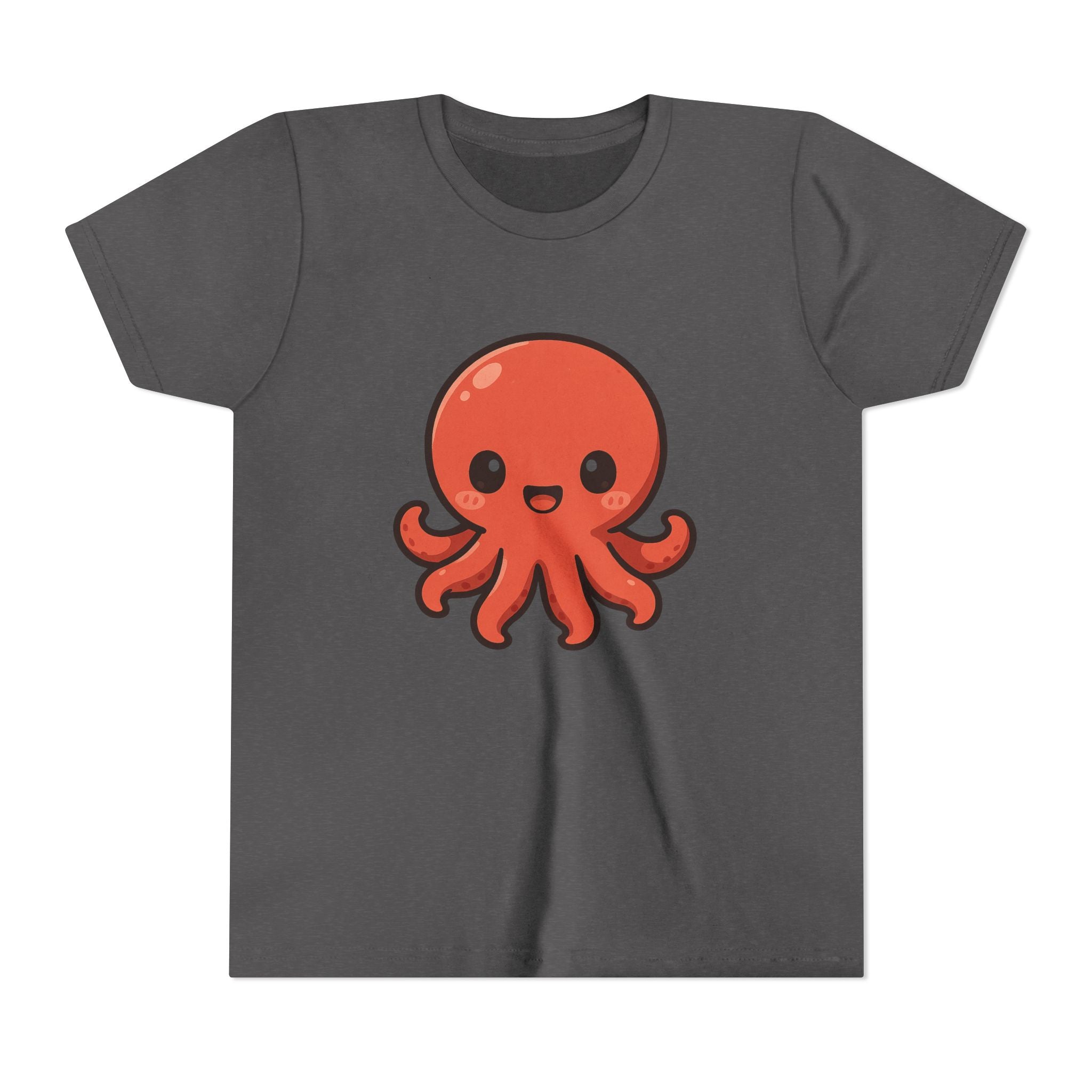 Cute Red Octopus Youth Tee — Kawaii Sea Animal Kids T-Shirt