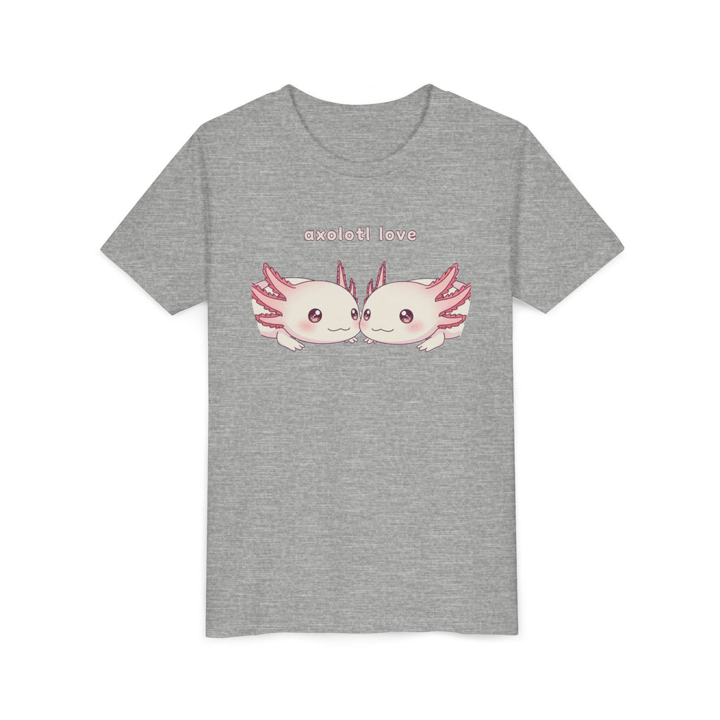 Youth Tee — 'Axolotl Love' Cute Kissing Axolotl Salamander Kids Shirt - Kids