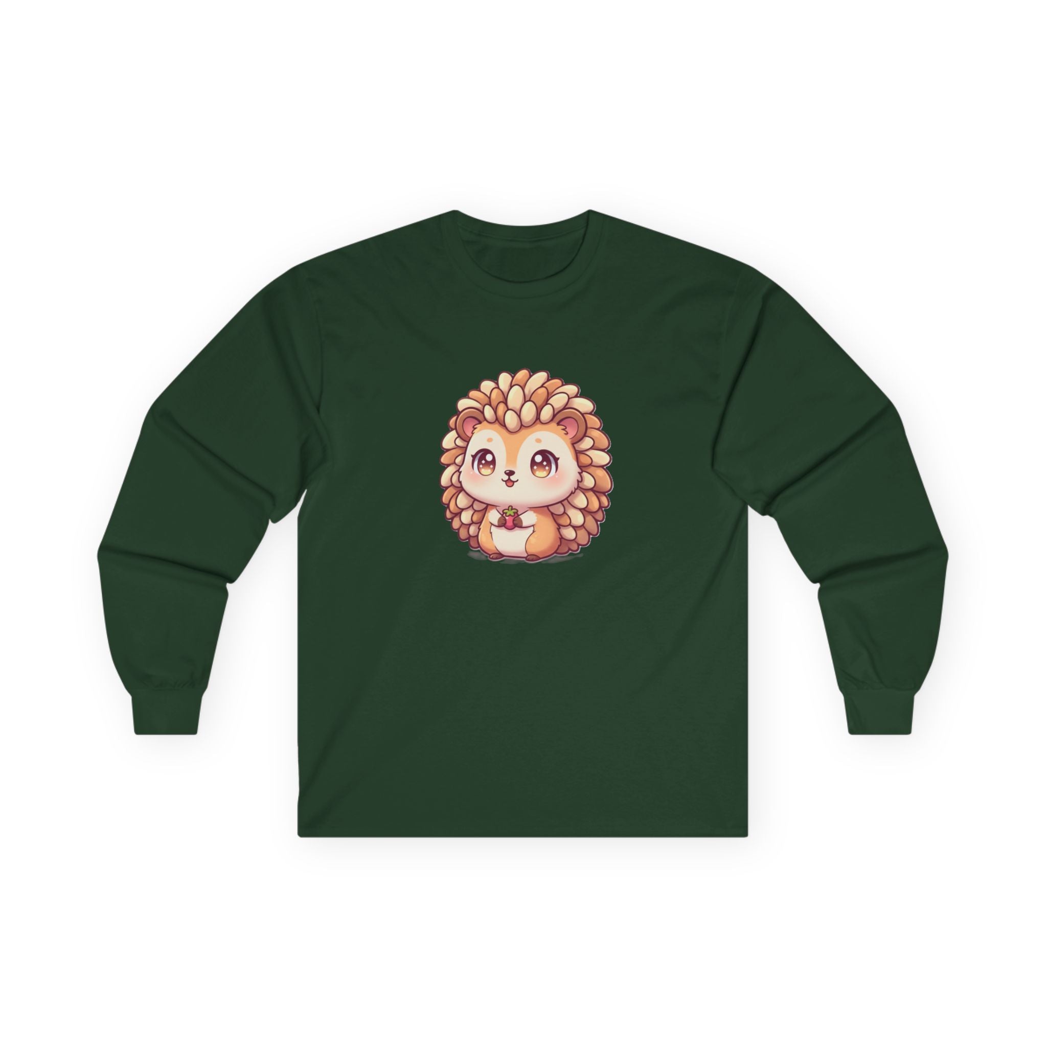 Cute Hedgehog Long Sleeve Tee — Adorable Kawaii Animal Shirt - Adult