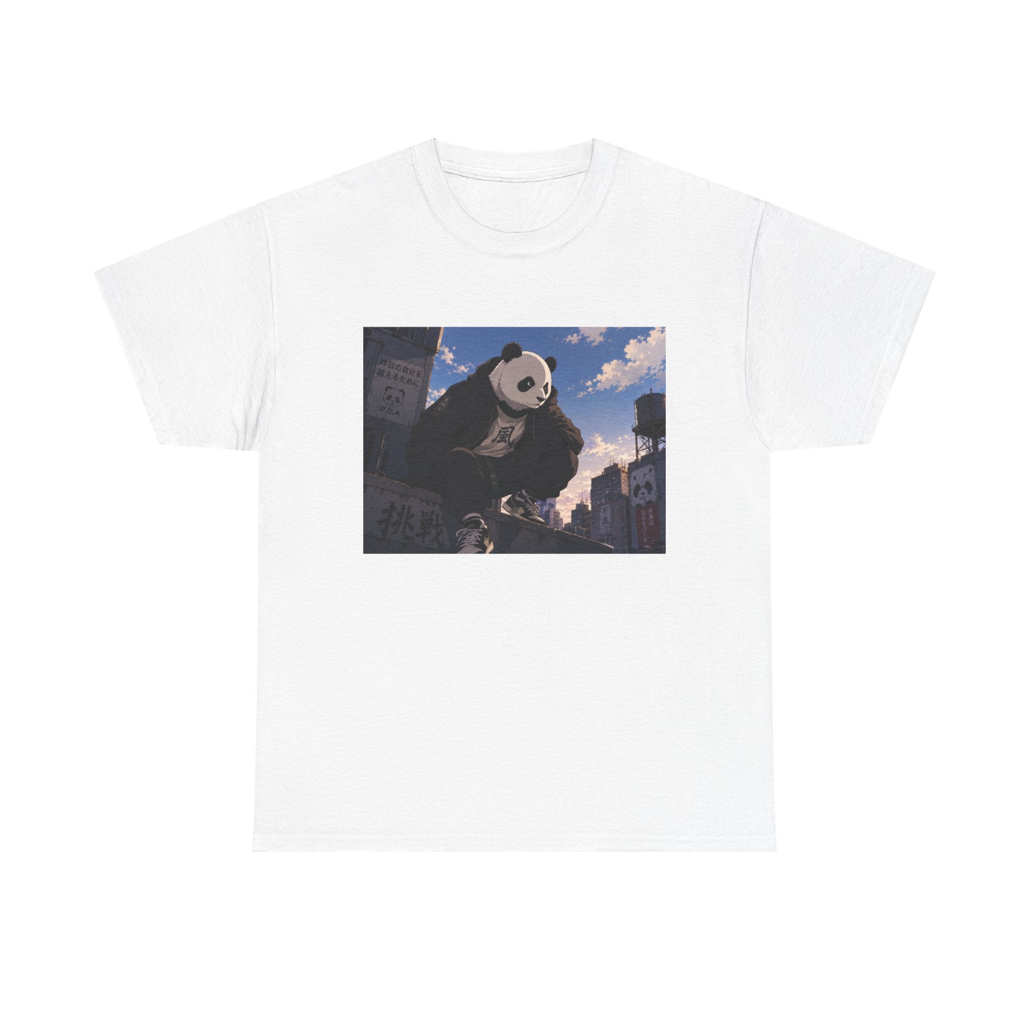 Giant Panda Cityscape Tee – Cute Urban Animal Graphic T-Shirt - Adult