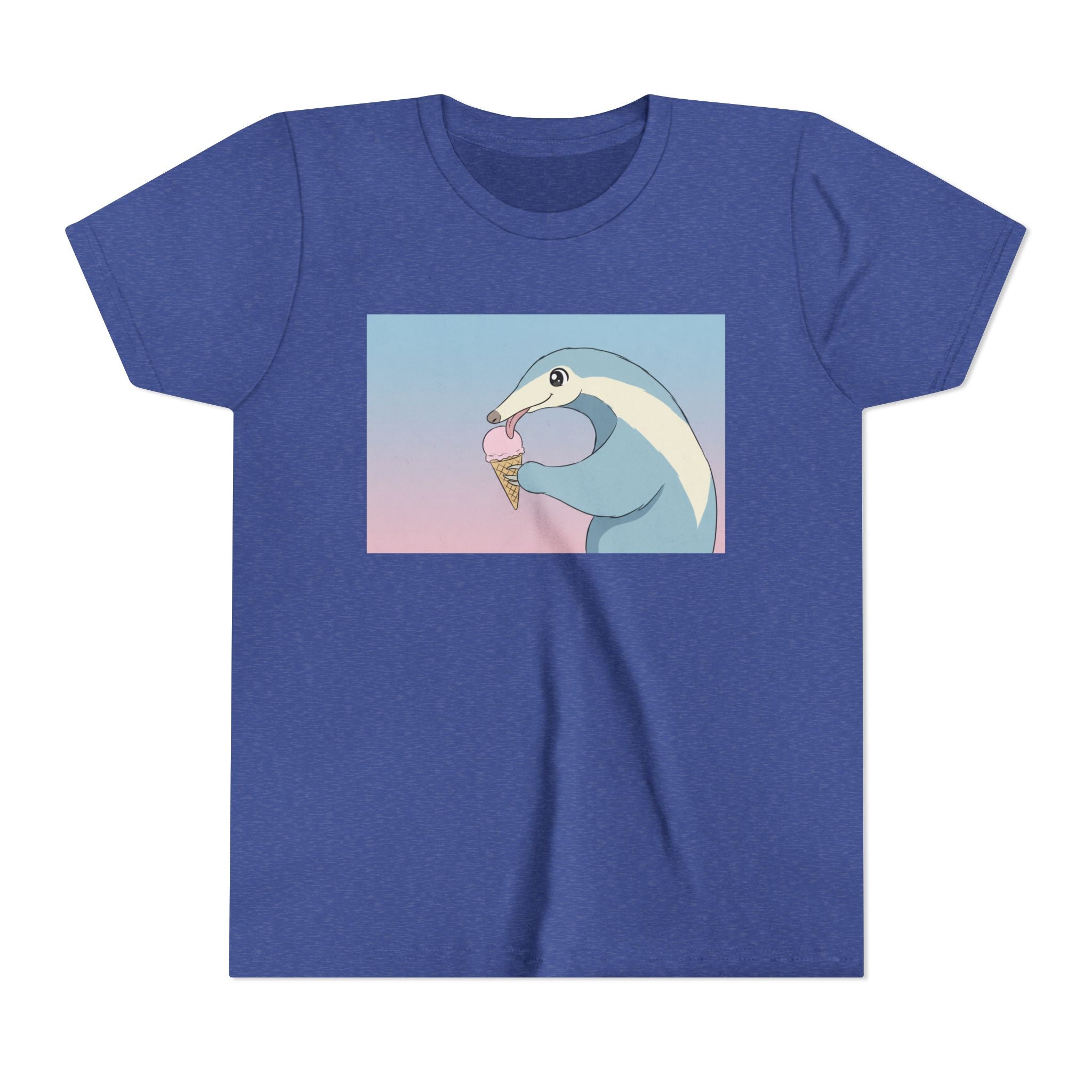 Anteater Eating Ice Cream Kids Tee — Cute Pastel Animal Graphic Youth T-Shirt - Kids