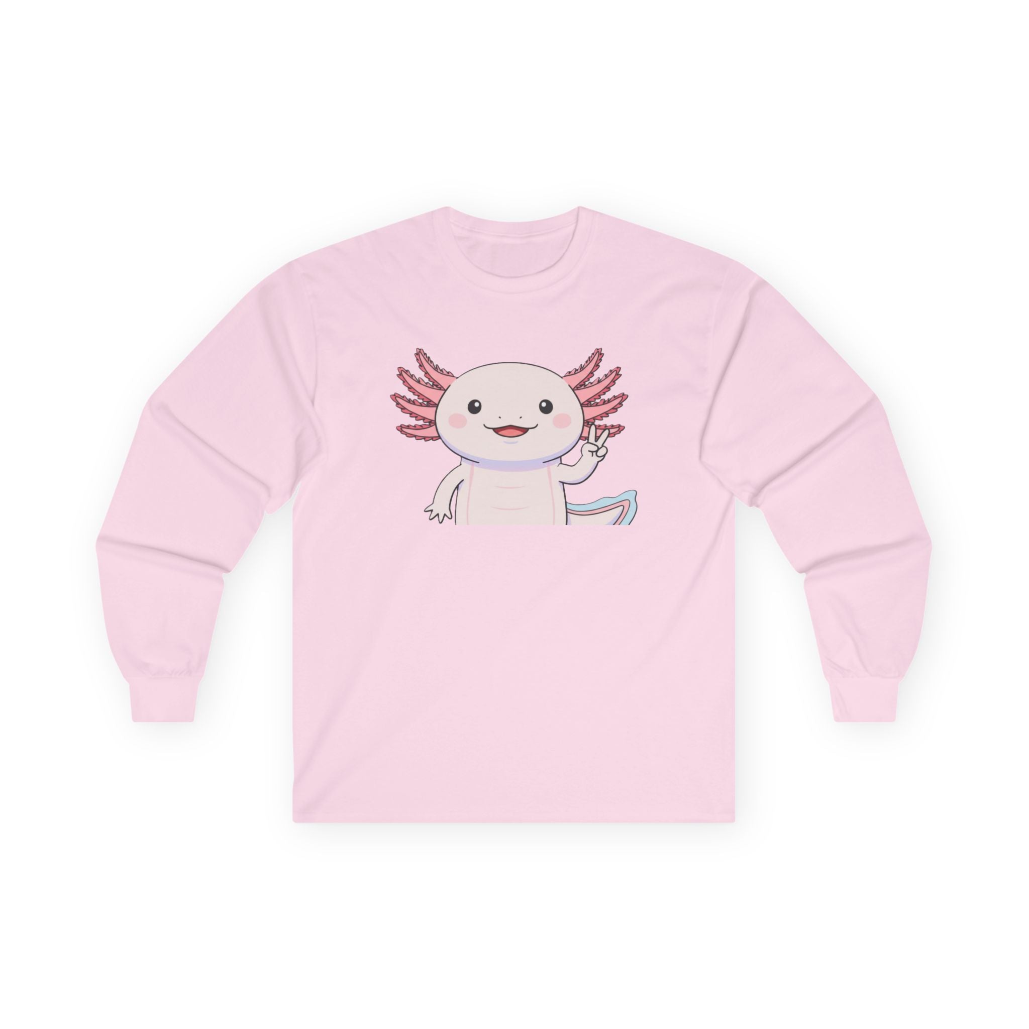 Cute Axolotl Long Sleeve Tee – Pastel Kawaii Salamander Shirt - Adult