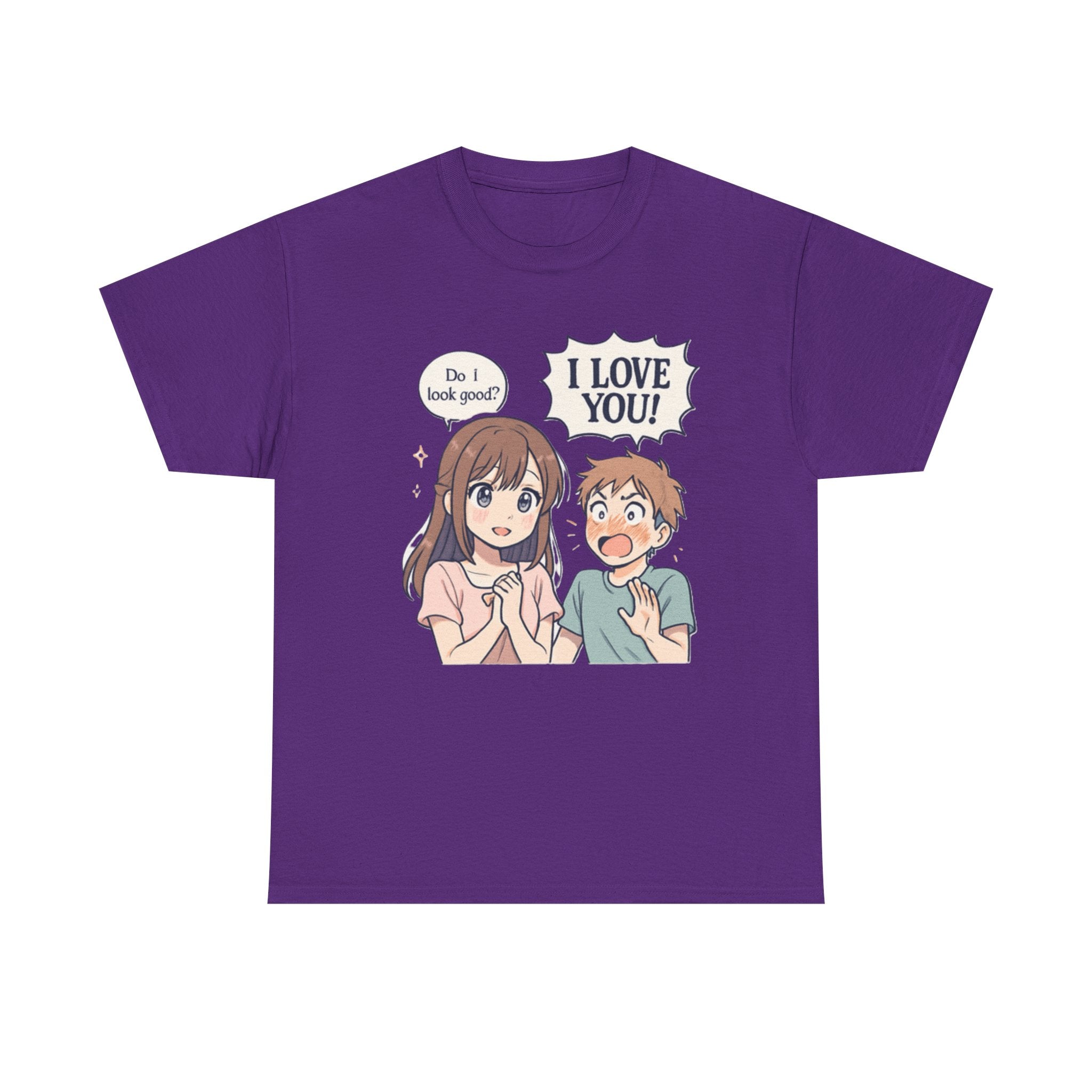 Anime Couple T‑Shirt — "Do I look good?" / "I Love You!" Cute Romance Tee - Adult
