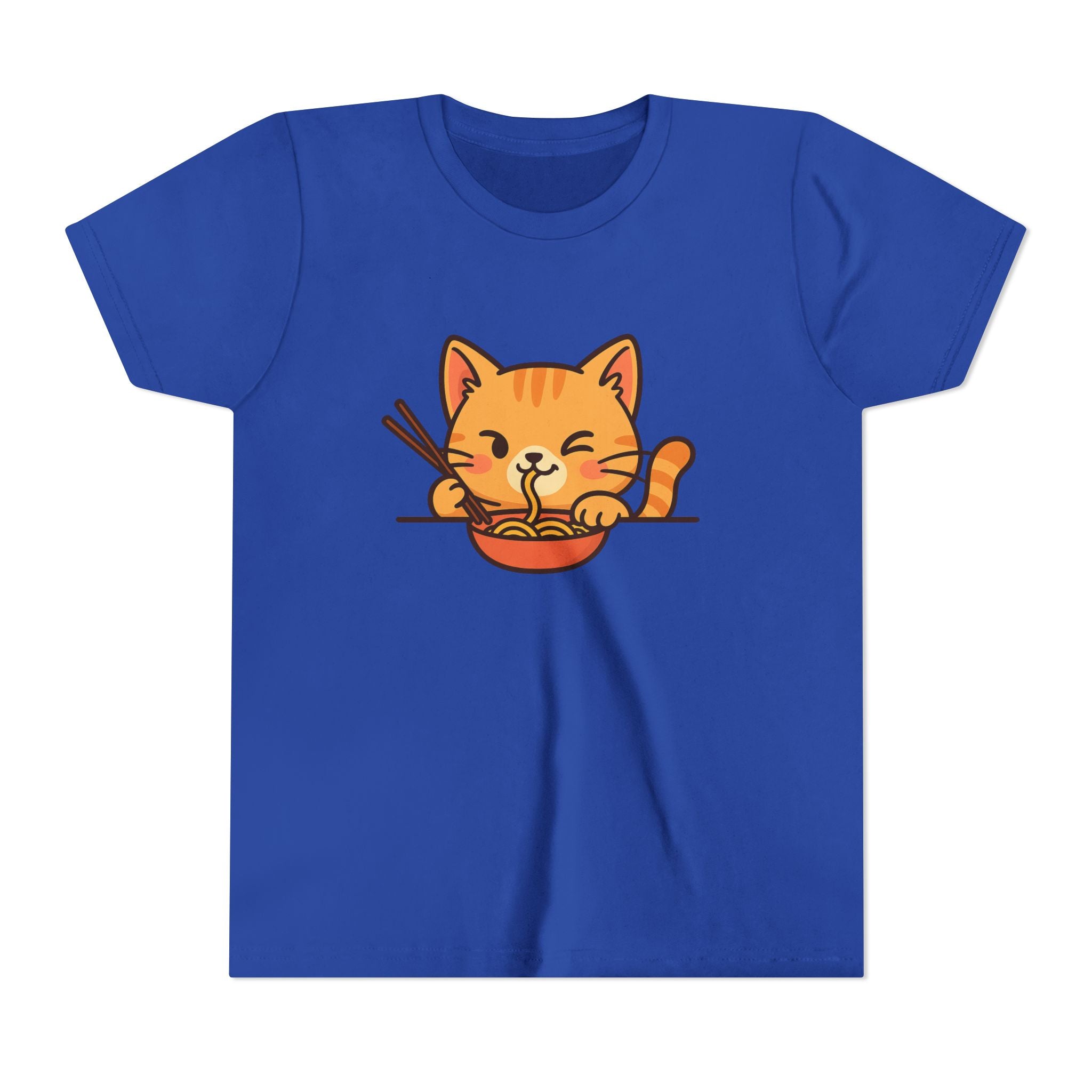 Kids Cat Eating Ramen T-Shirt – Cute Anime Noodle Kitty Youth Tee - Kids