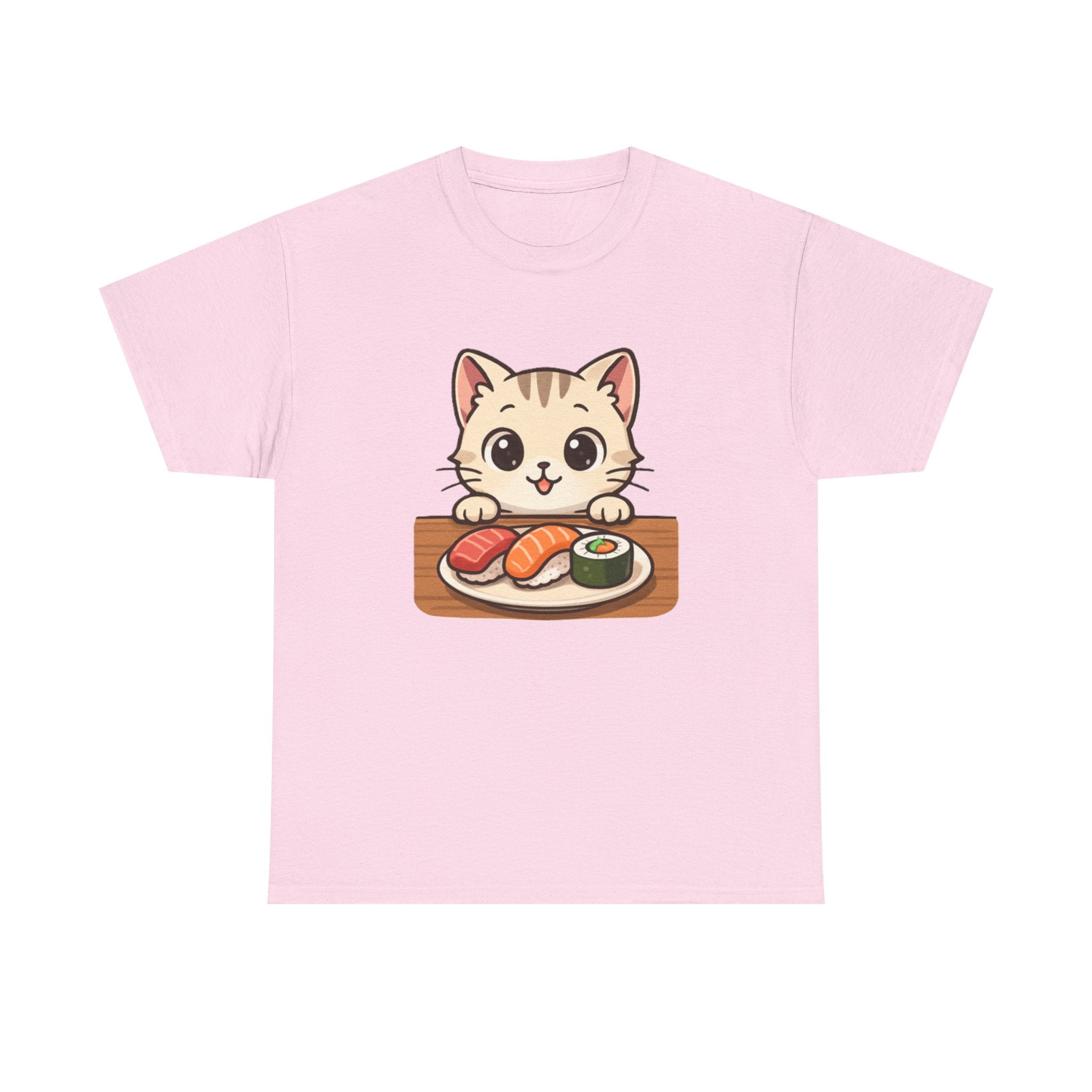 Cat & Sushi T-Shirt — Cute Kawaii Kitty with Sushi Graphic - Adult