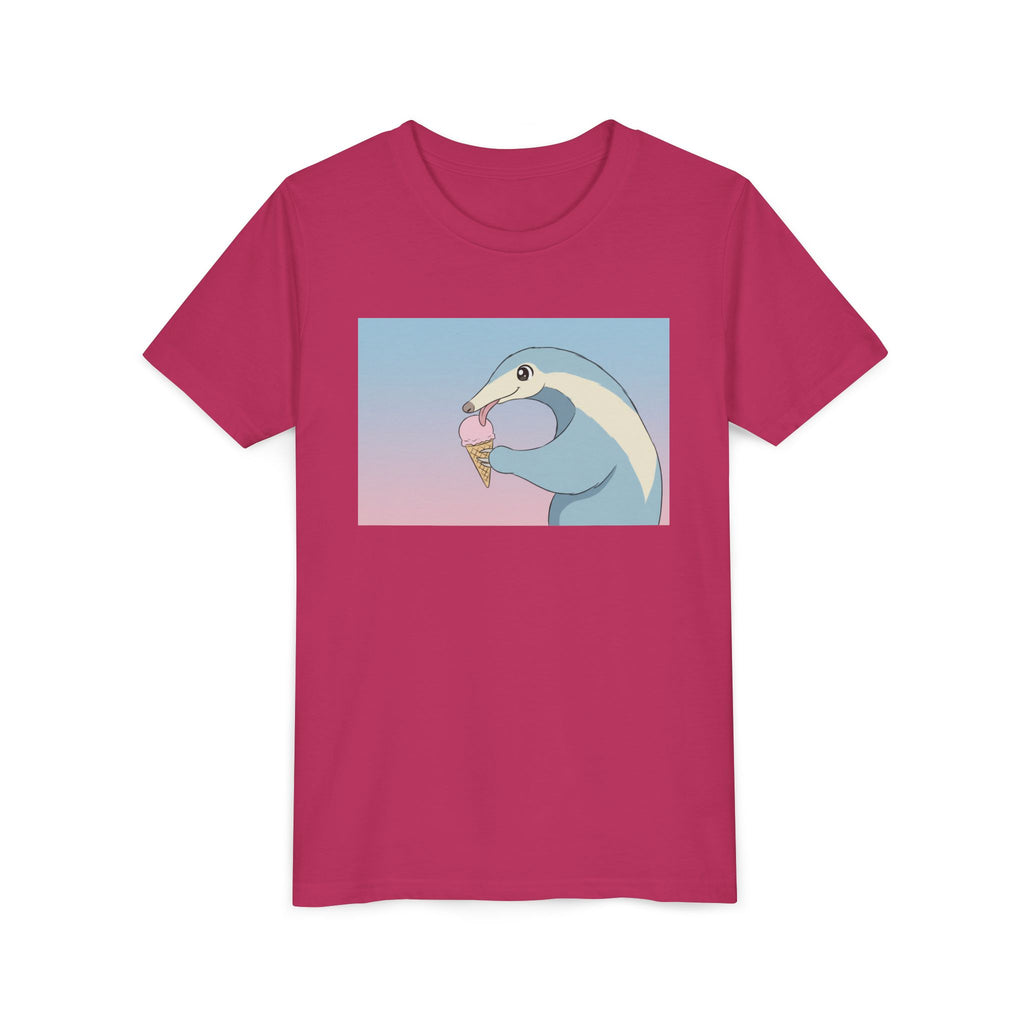 Anteater Eating Ice Cream Kids Tee — Cute Pastel Animal Graphic Youth T-Shirt - Kids