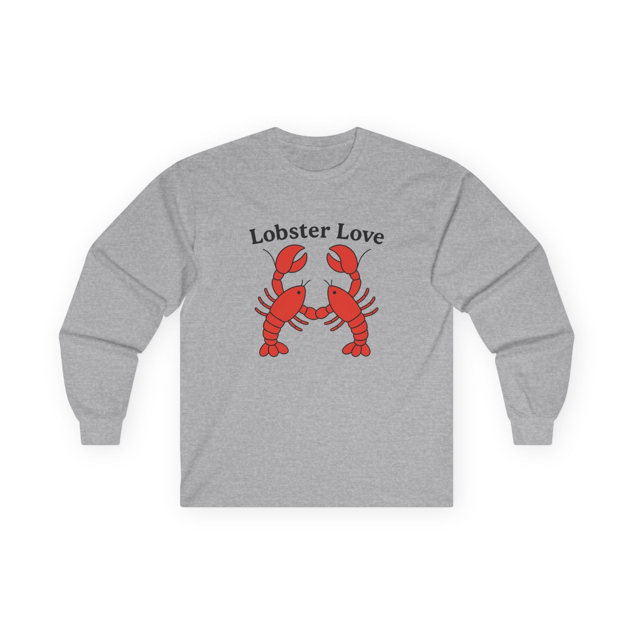 Lobster Love Long Sleeve Tee — Cute Lobster Couple Graphic Shirt - Adult
