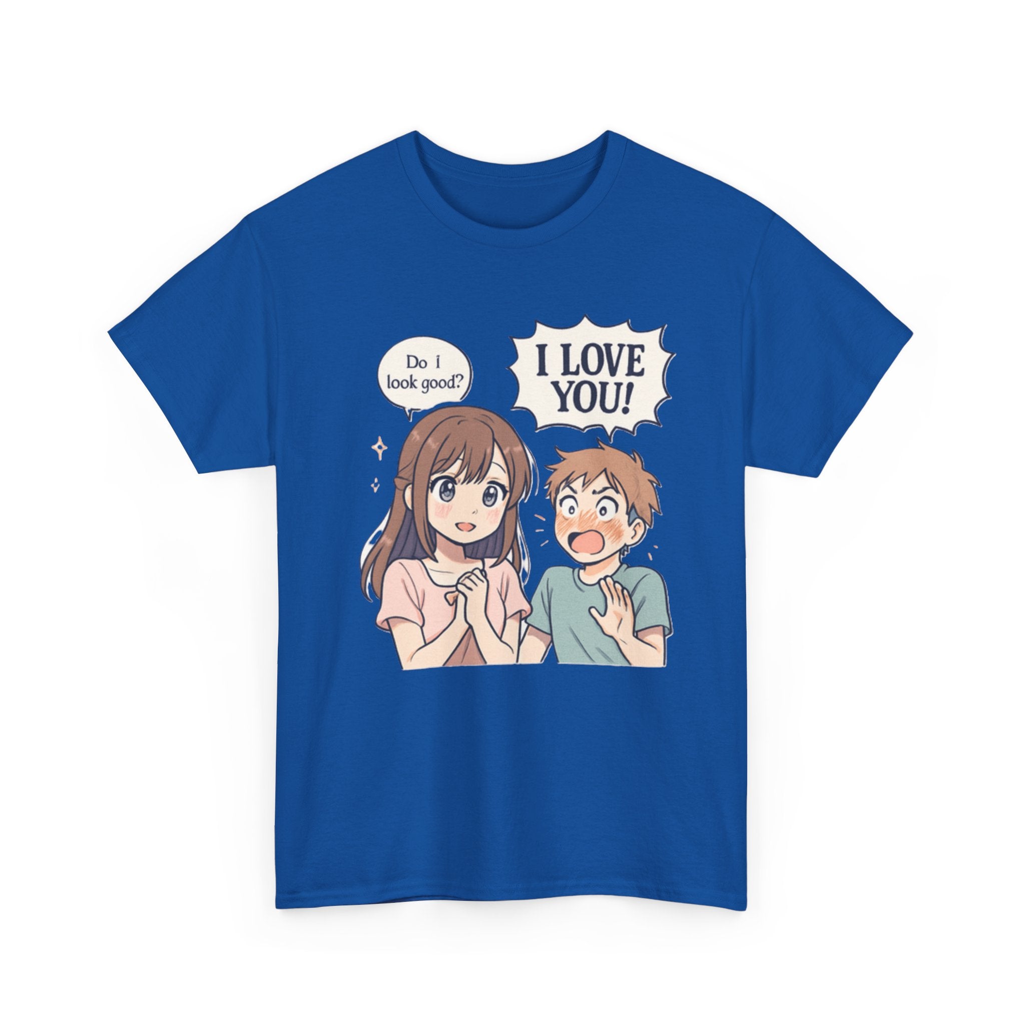 Anime Couple T‑Shirt — "Do I look good?" / "I Love You!" Cute Romance Tee - Adult
