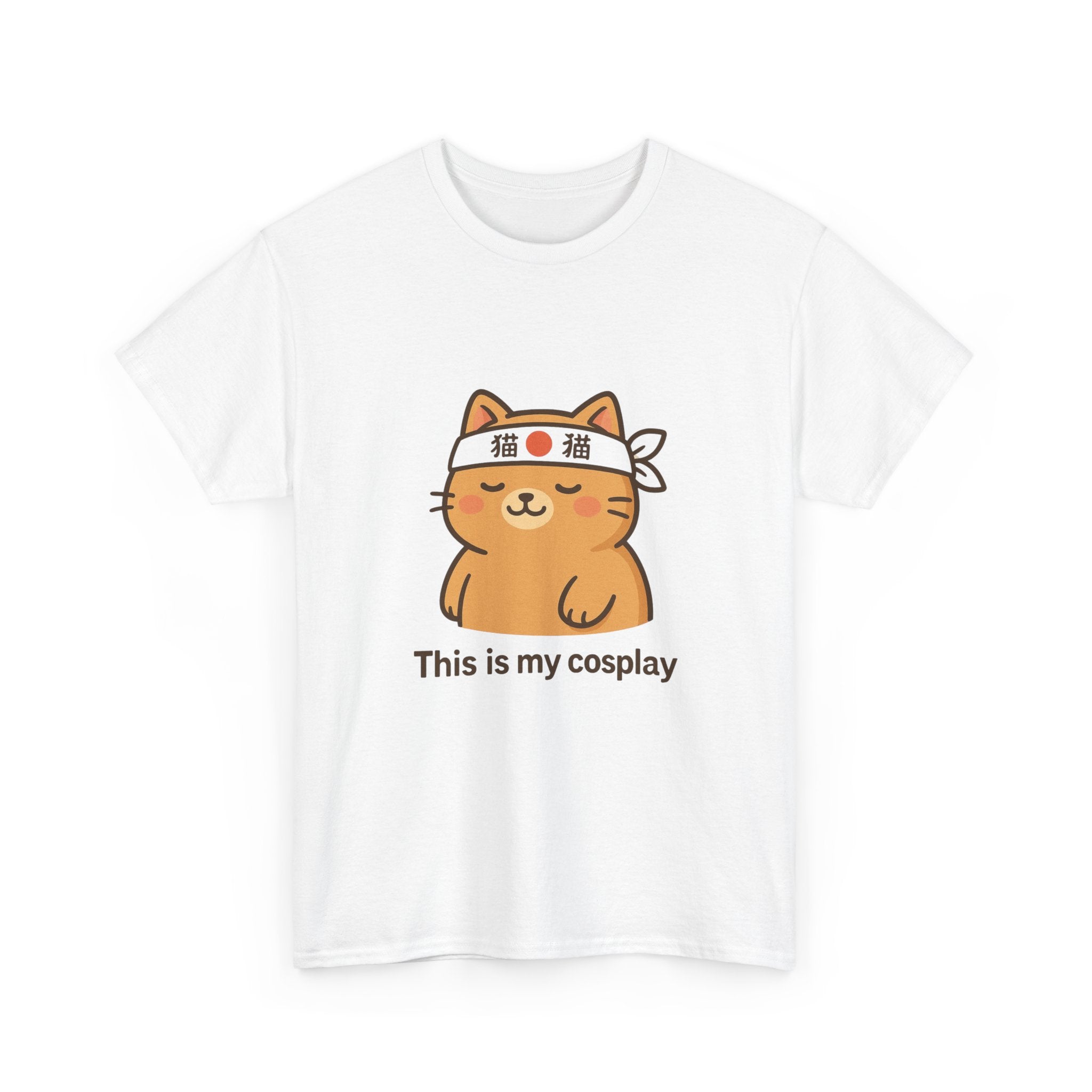 Cat Cosplay T‑Shirt — Cute Kawaii Cat Wearing Hachimaki "This is my cosplay" - Adult