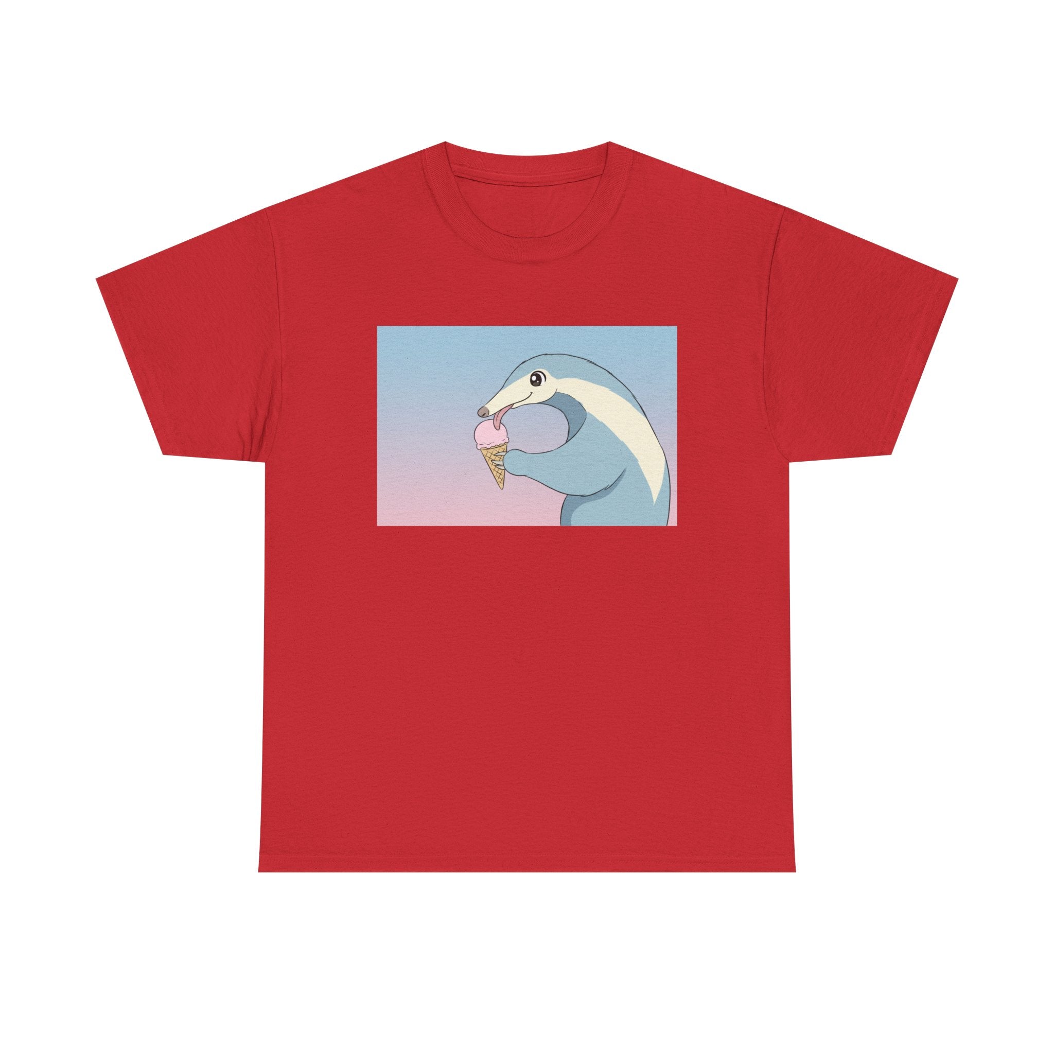 Anteater Eating Ice Cream T-Shirt — Cute Pastel Animal Graphic Tee - Adult