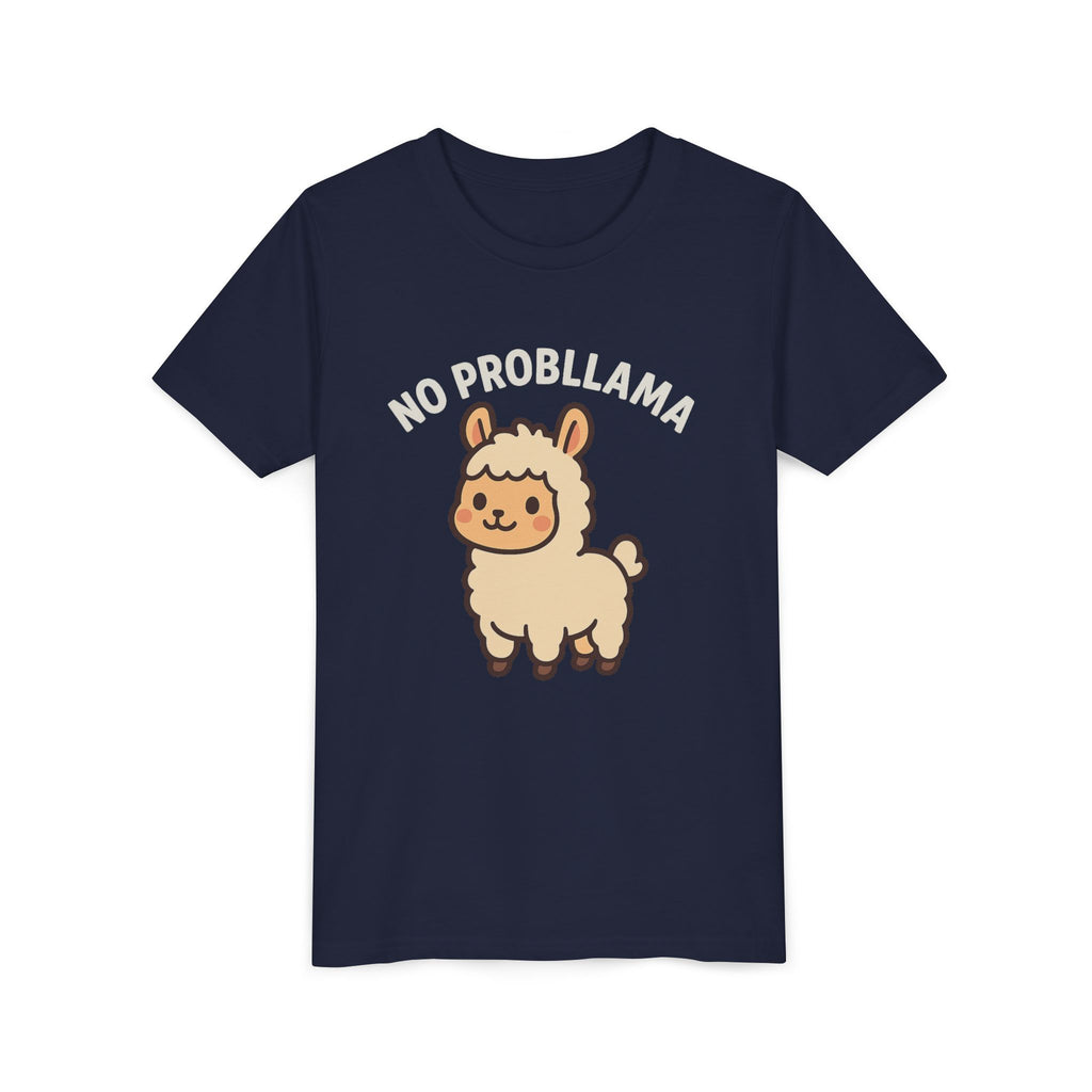 No Probllama Youth Tee – Cute Llama Kids Short Sleeve Shirt