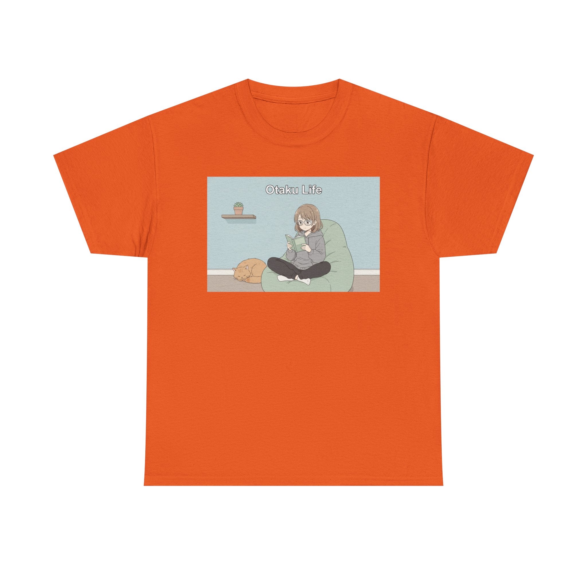 Cozy Cat Girl Otaku Long Sleeve Tee - 'Chill Vibes' Anime Girl Relaxing Graphic T-Shirt