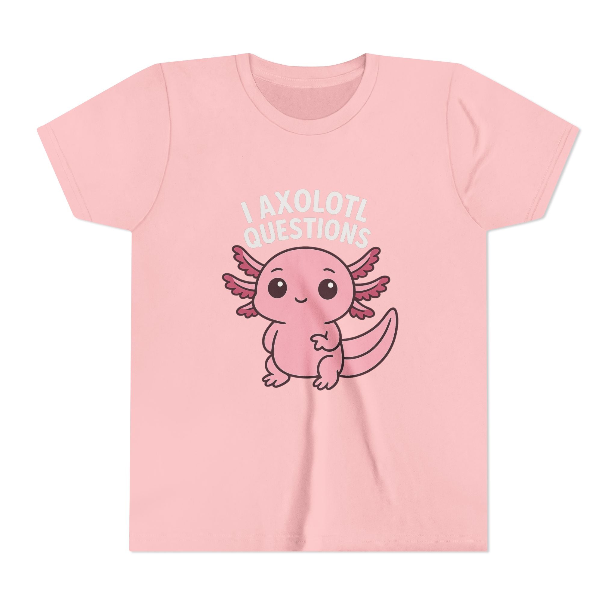 Youth Tee — Cute Pink Axolotl “Axolotl Questions” Kids Shirt