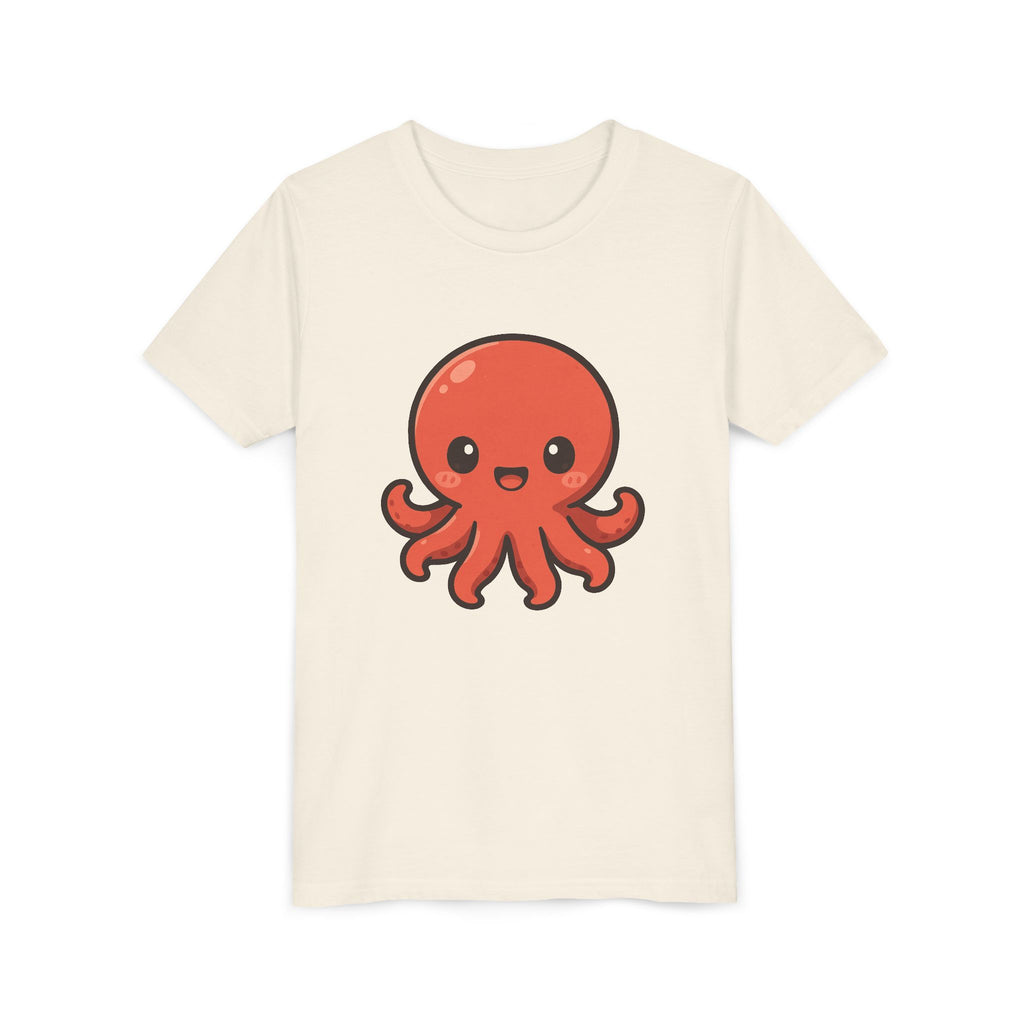 Cute Red Octopus Youth Tee — Kawaii Sea Animal Kids T-Shirt