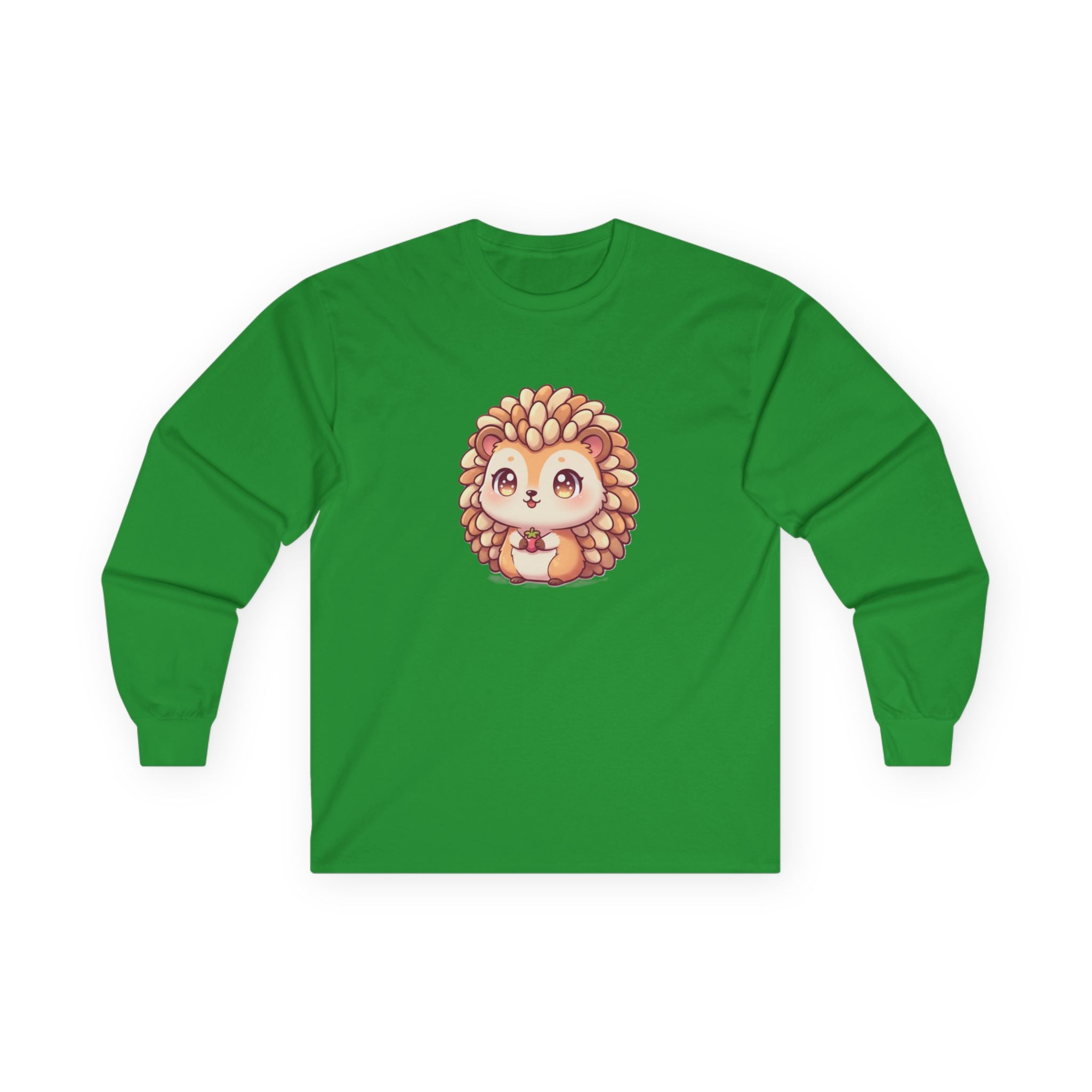 Cute Hedgehog Long Sleeve Tee — Adorable Kawaii Animal Shirt - Adult