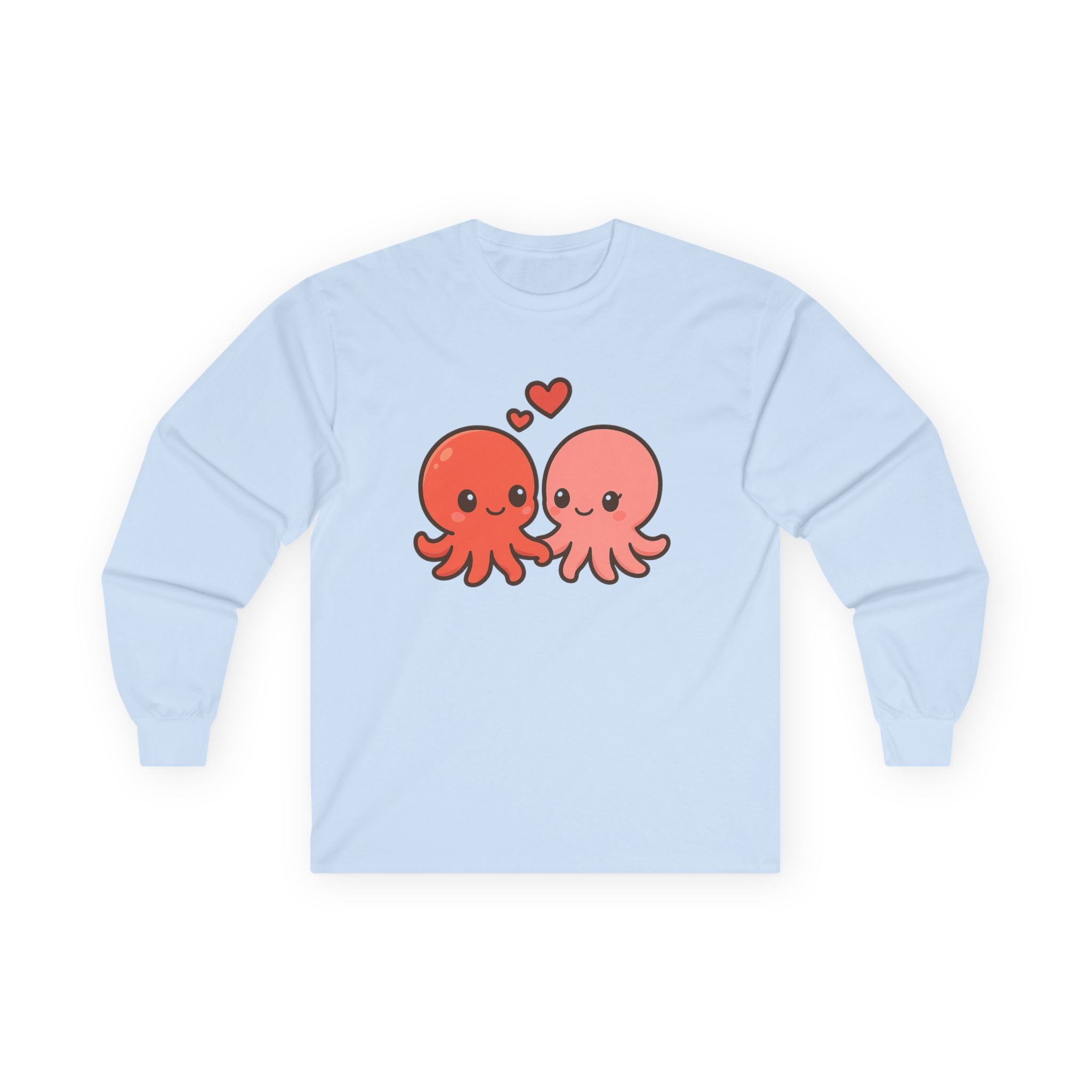 Cute Octopus Couple Long Sleeve Tee — Kawaii Sea Lovers Shirt - Adult