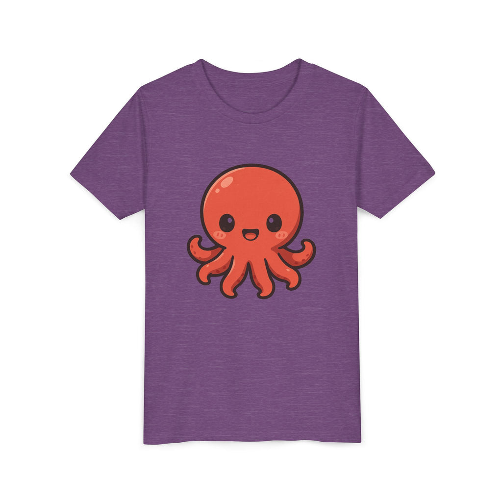 Cute Red Octopus Youth Tee — Kawaii Sea Animal Kids T-Shirt