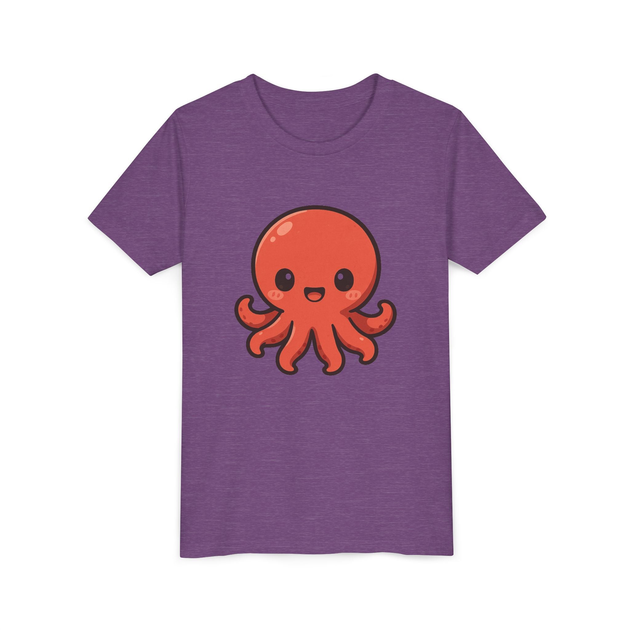 Cute Red Octopus Youth Tee — Kawaii Sea Animal Kids T-Shirt