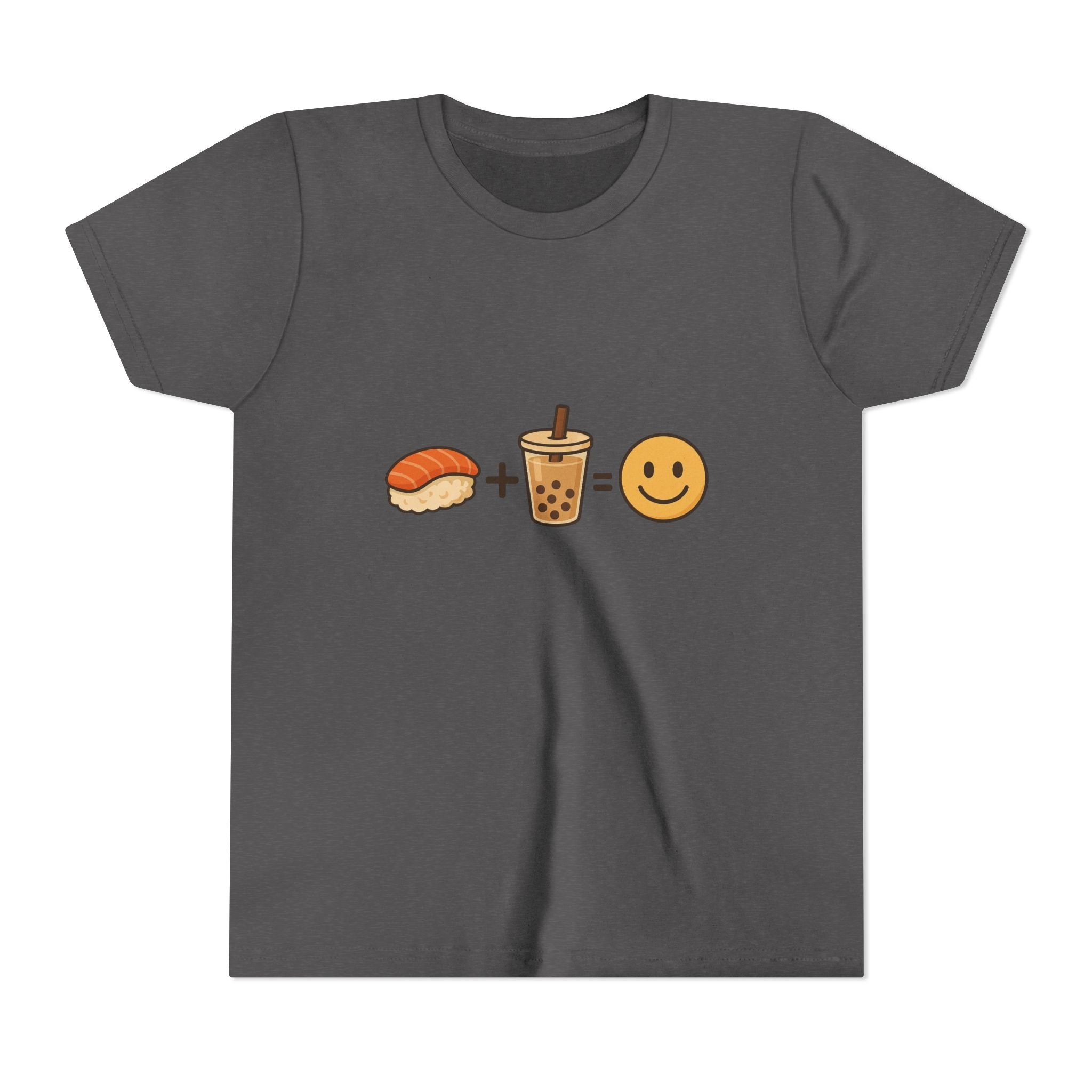 Youth Tee — Sushi + Bubble Tea = Happy Emoji Kids Shirt