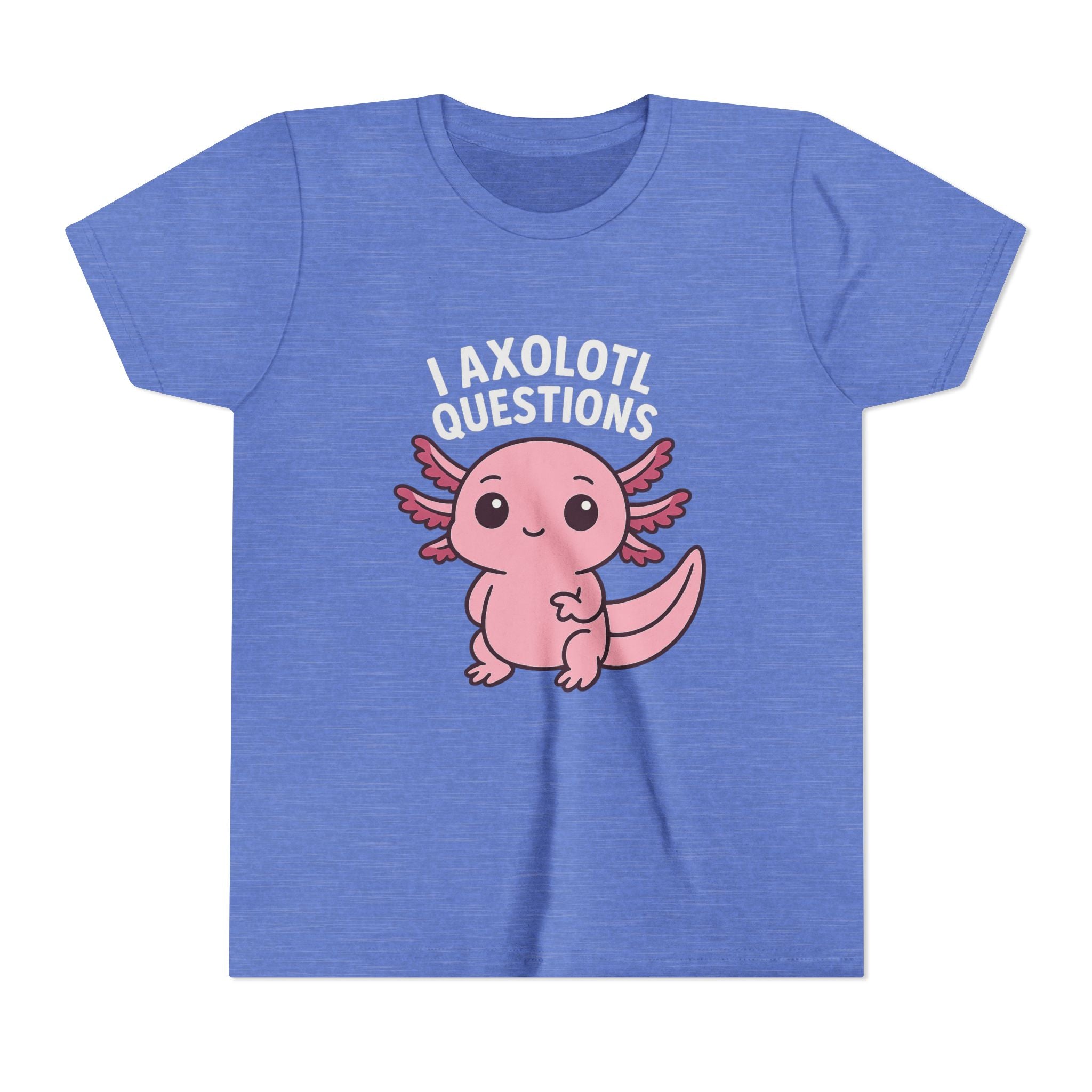 Youth Tee — Cute Pink Axolotl “Axolotl Questions” Kids Shirt