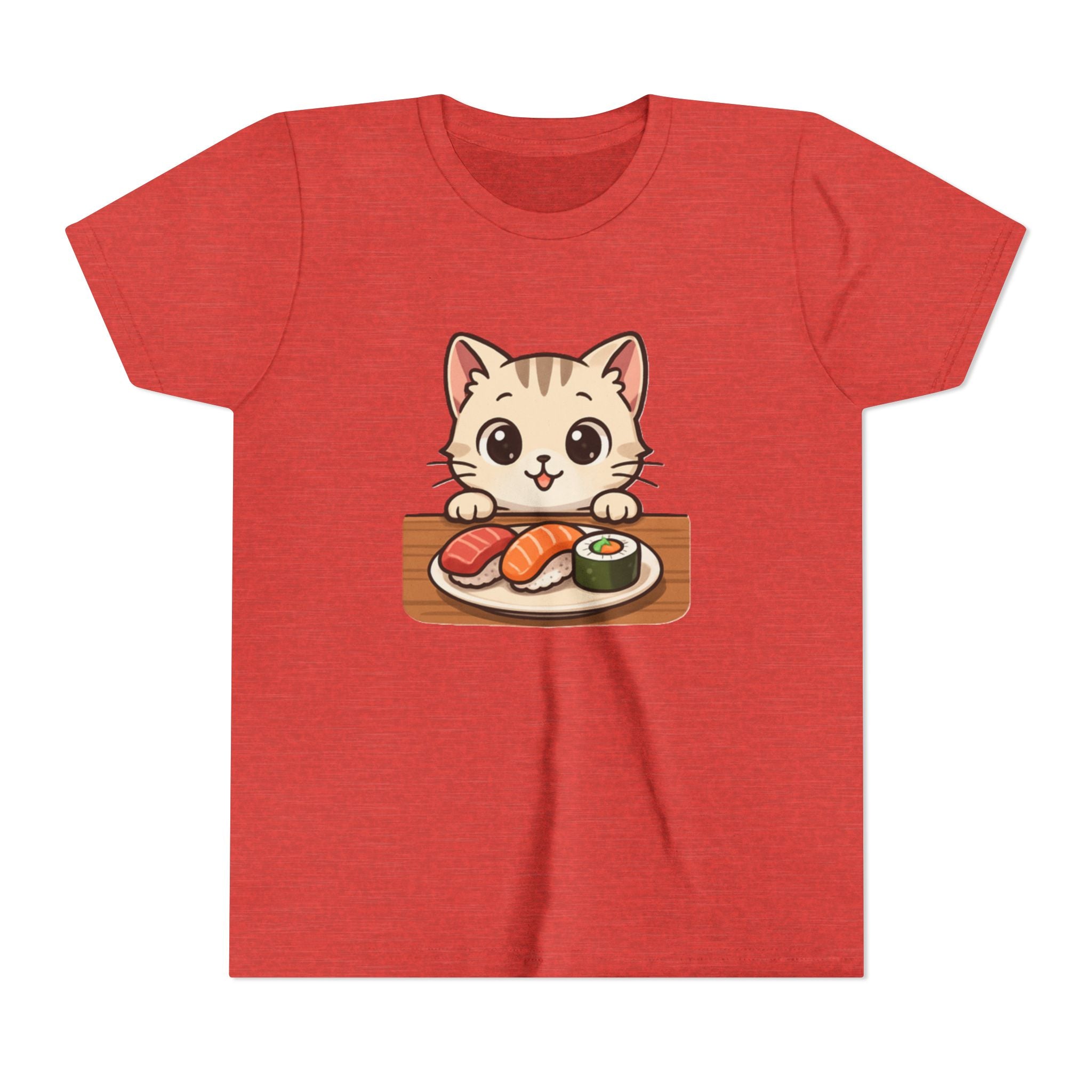 Kids Sushi Cat T-Shirt — Cute Kitty Eating Sushi Youth Tee