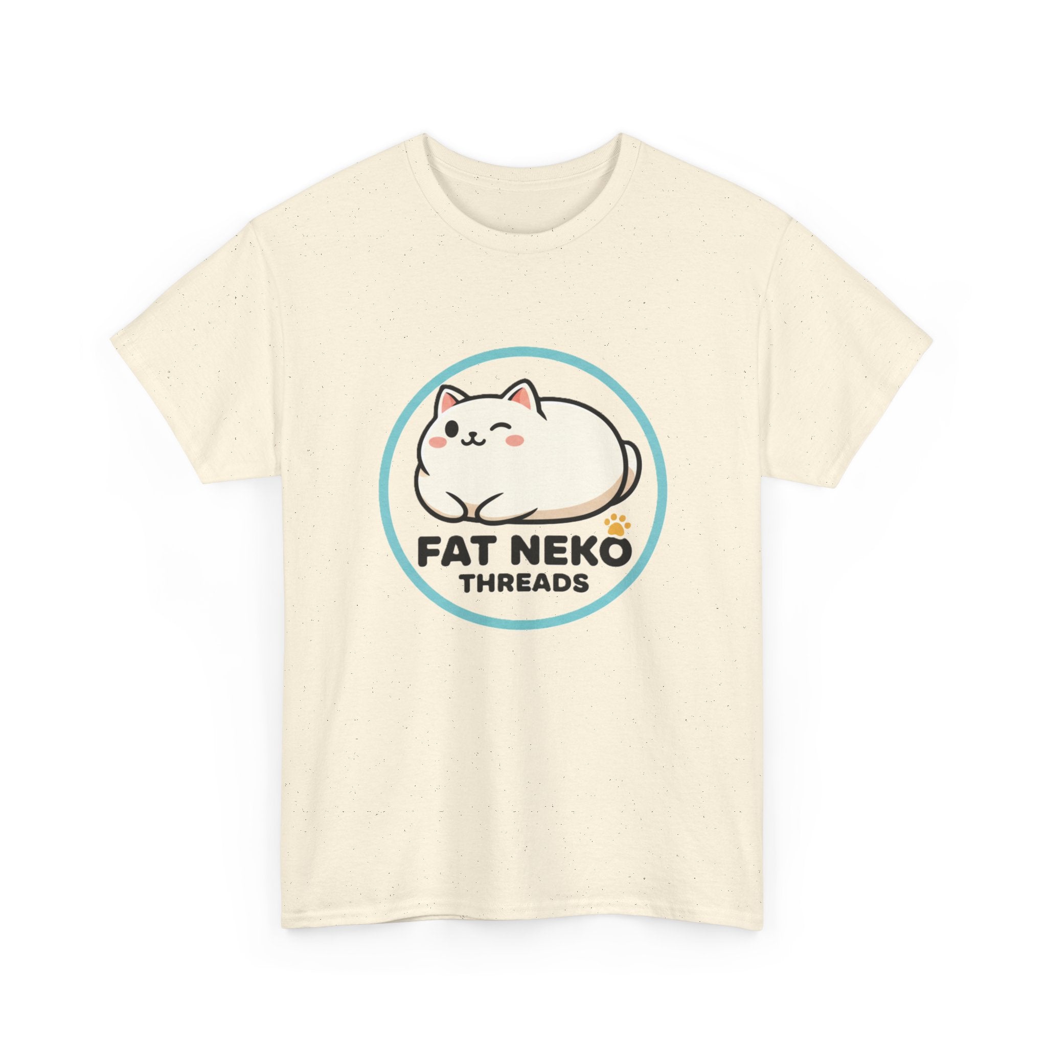 Cute Fat Neko Threads T-Shirt — Kawaii Cat Logo Tee - Adult