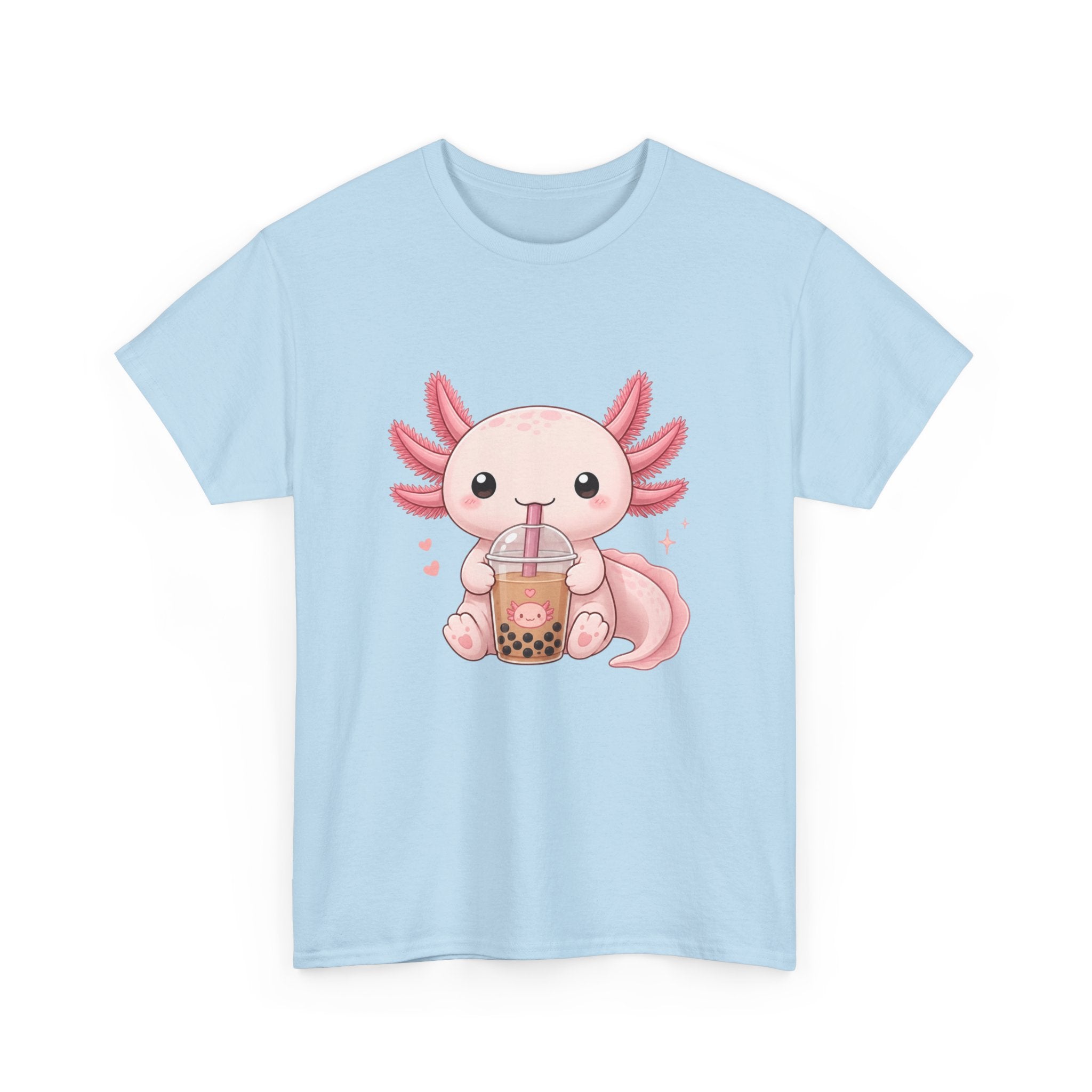 Axolotl Drinking Bubble Tea T-Shirt — Cute Kawaii Boba Tee - Adult