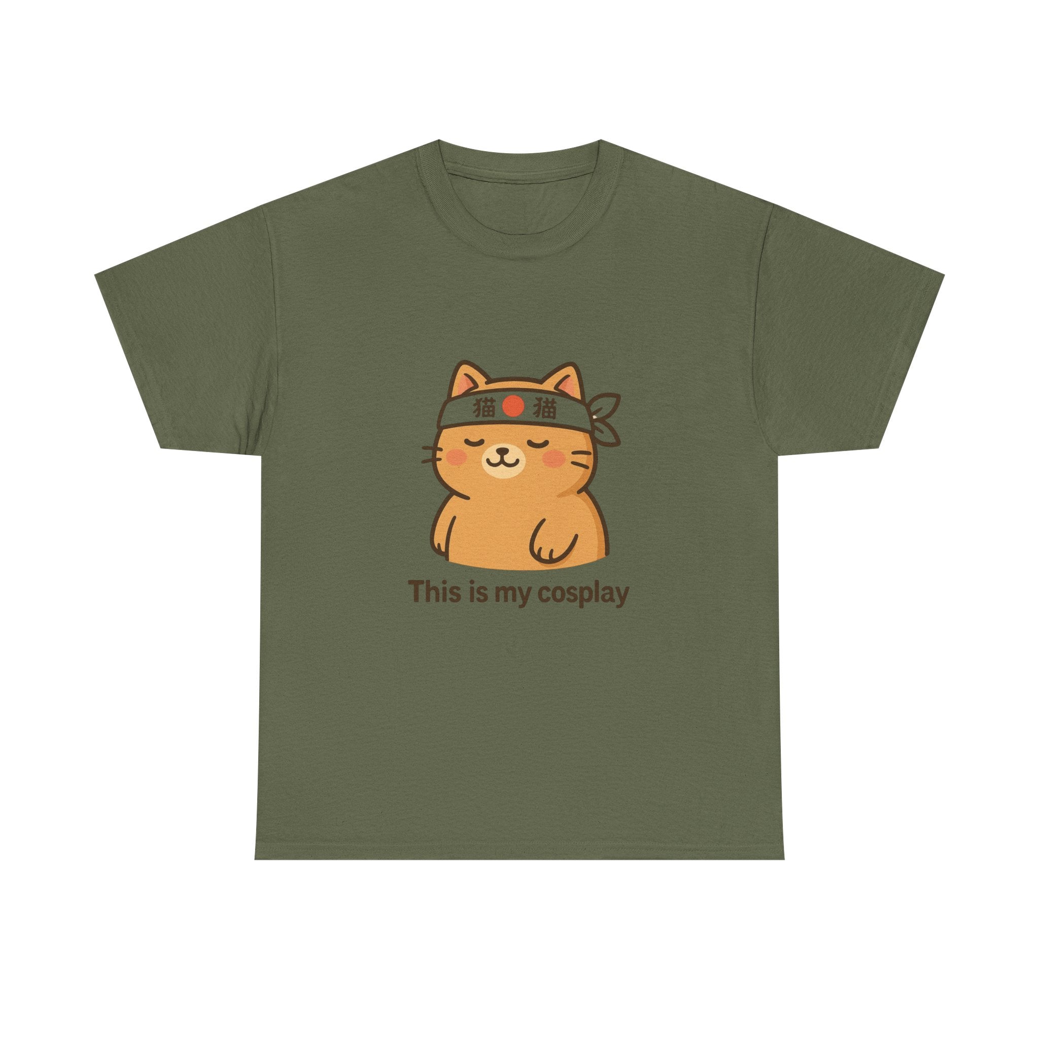 Cat Cosplay T‑Shirt — Cute Kawaii Cat Wearing Hachimaki "This is my cosplay" - Adult