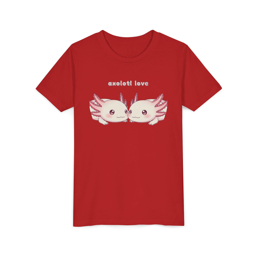 Youth Tee — 'Axolotl Love' Cute Kissing Axolotl Salamander Kids Shirt - Kids