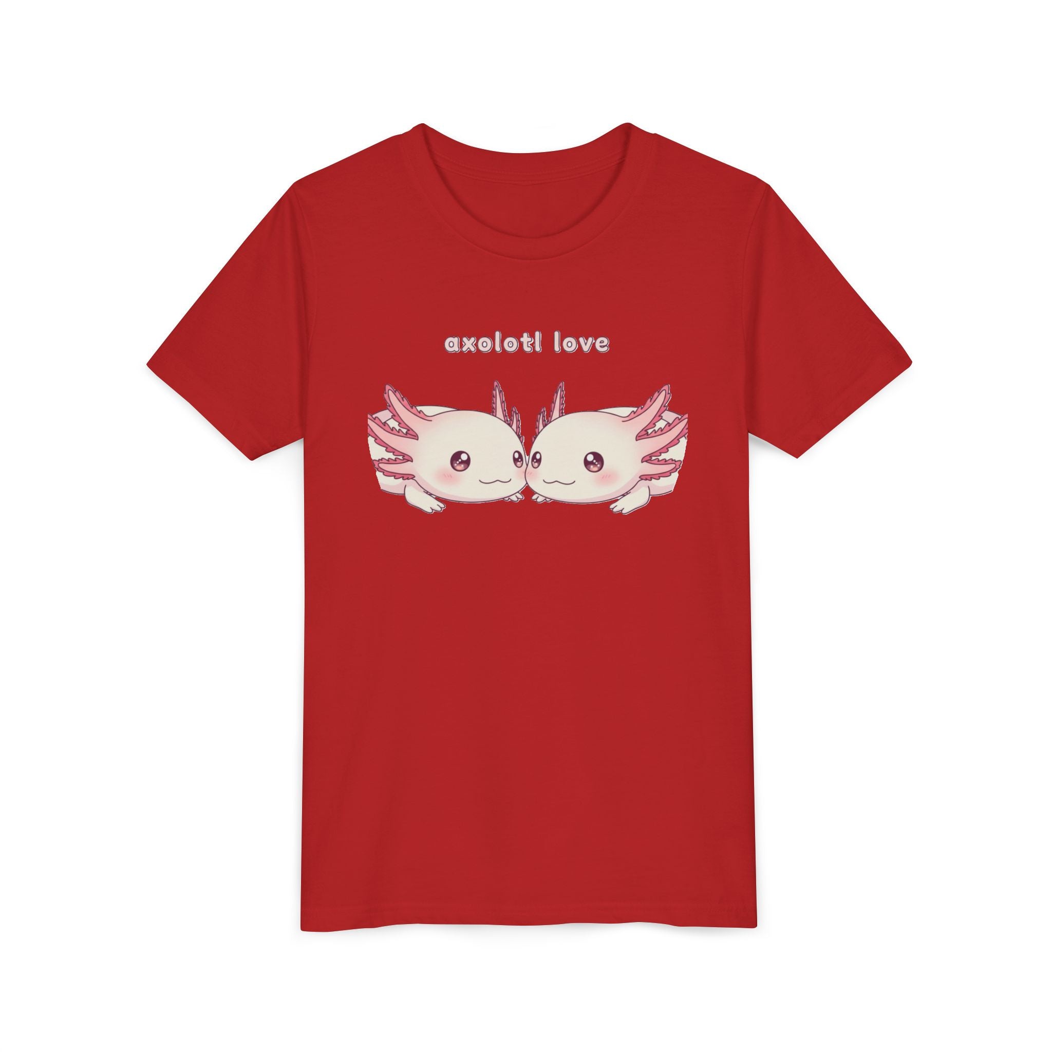 Youth Tee — 'Axolotl Love' Cute Kissing Axolotl Salamander Kids Shirt - Kids