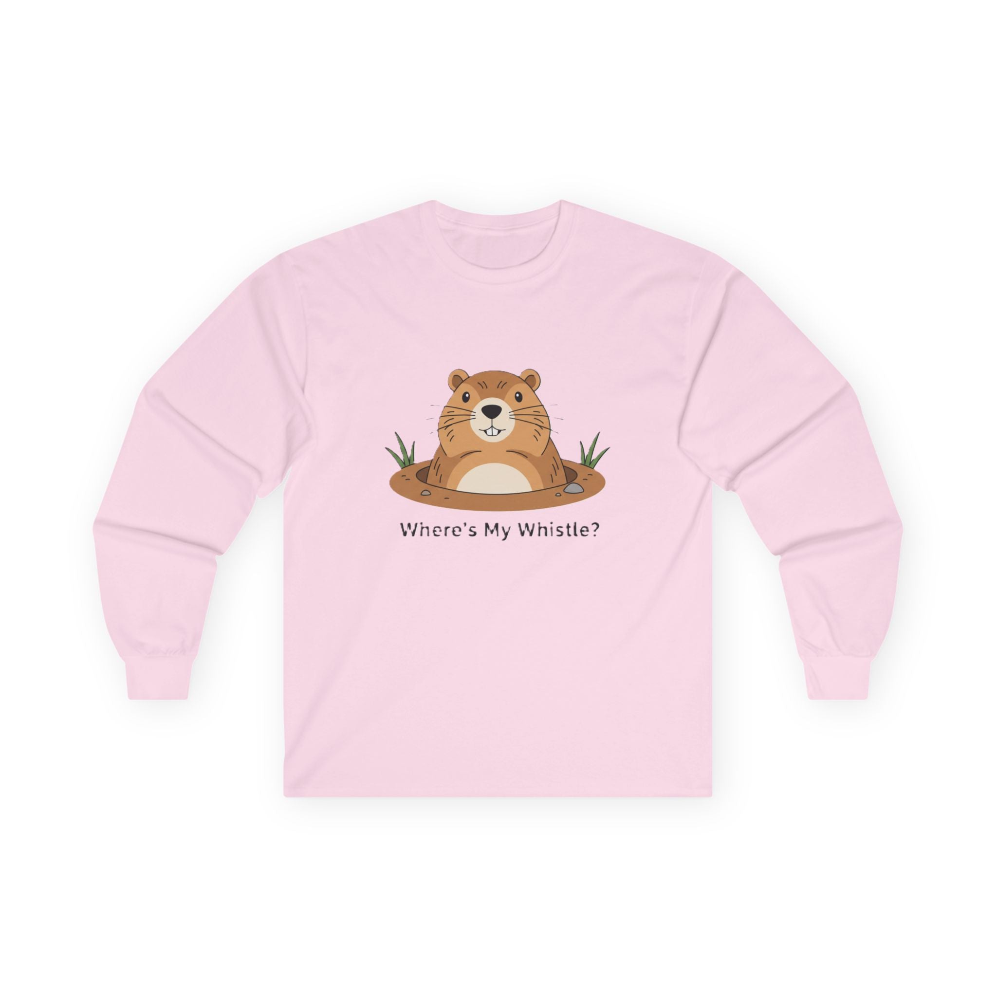 Groundhog 'Where's My Whistle?' Long Sleeve Whistle Pig Tee - Adult