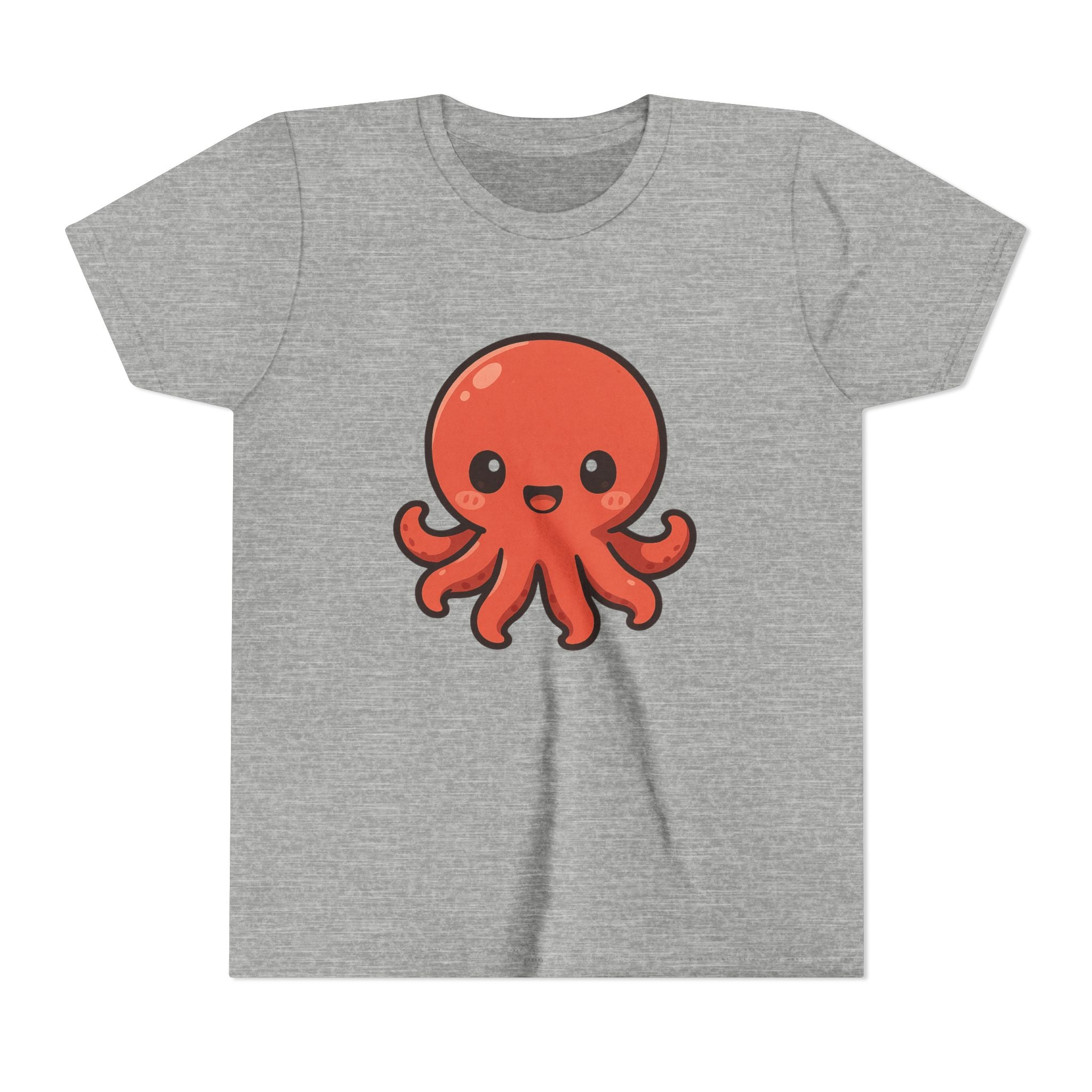 Cute Red Octopus Youth Tee — Kawaii Sea Animal Kids T-Shirt