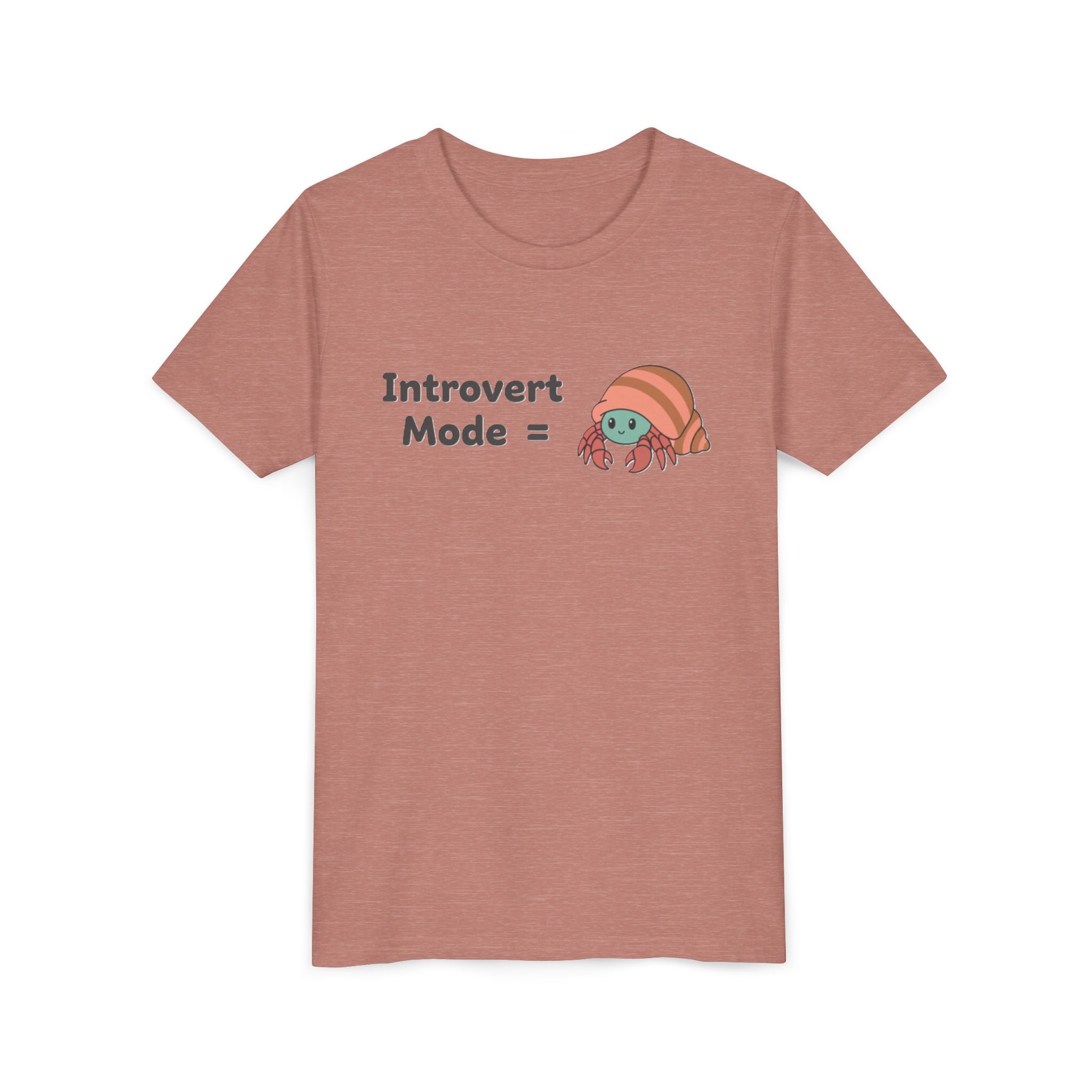 Introvert Mode Kids Tee — Cute Hermit Crab Graphic Youth Shirt