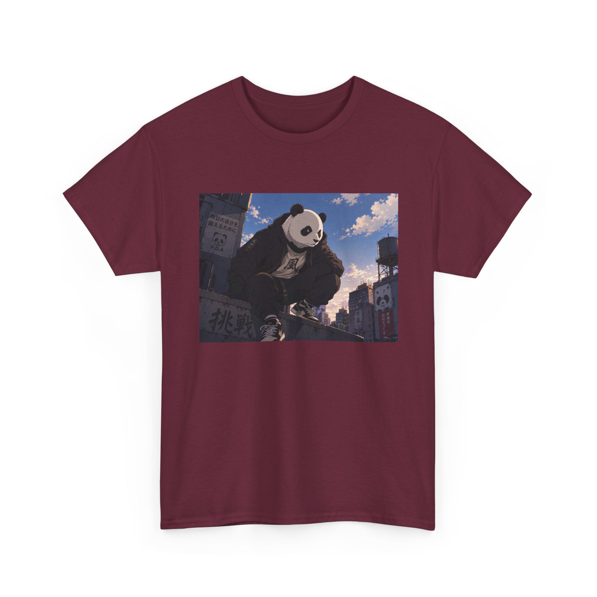 Giant Panda Cityscape Tee – Cute Urban Animal Graphic T-Shirt - Adult