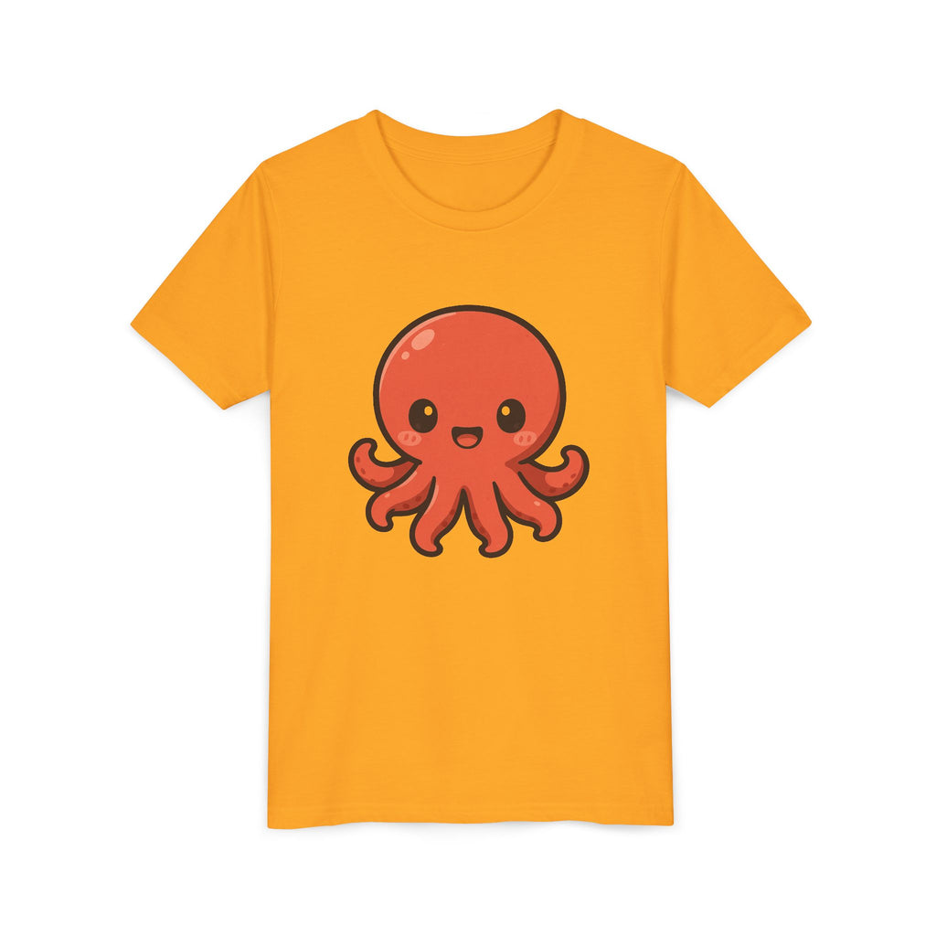 Cute Red Octopus Youth Tee — Kawaii Sea Animal Kids T-Shirt