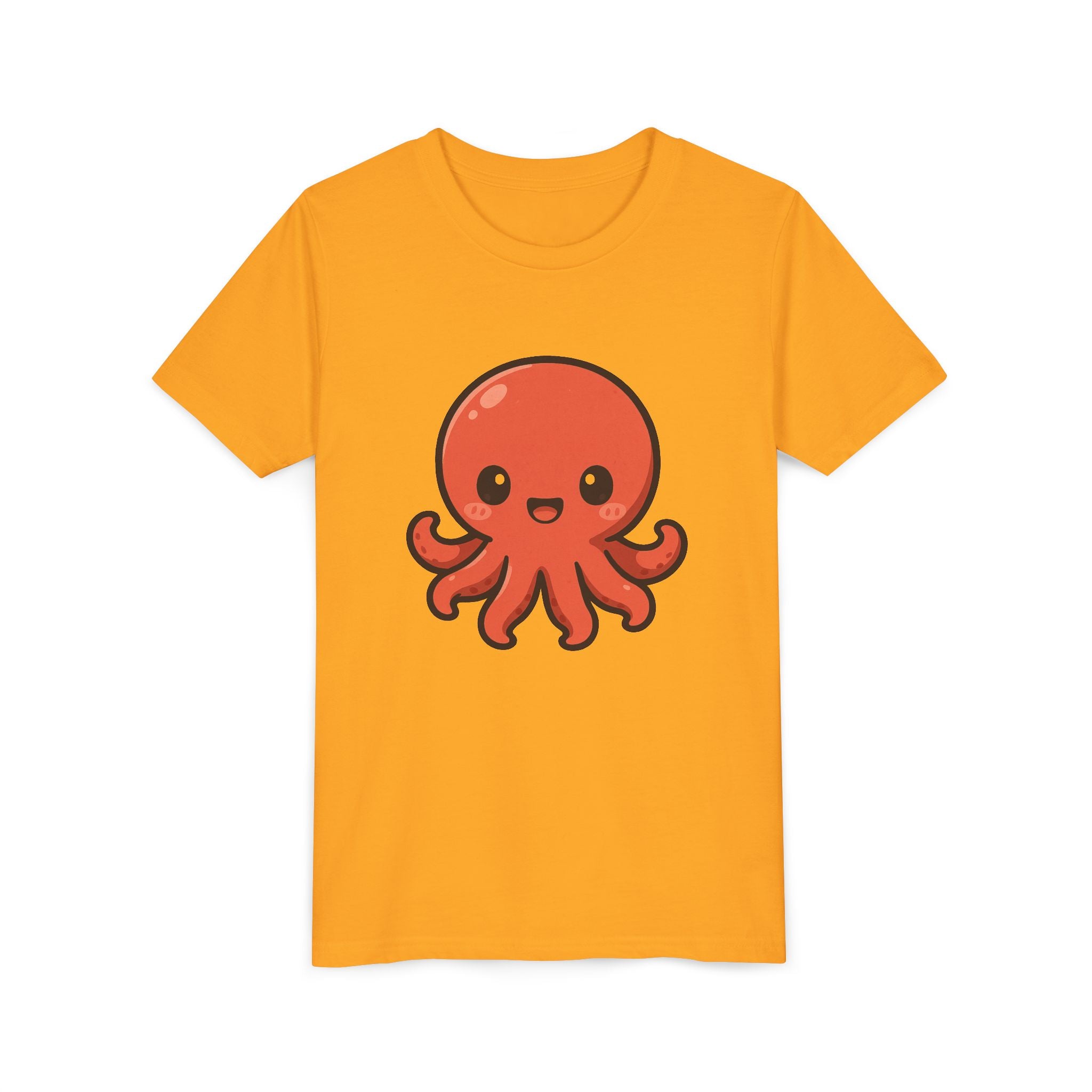 Cute Red Octopus Youth Tee — Kawaii Sea Animal Kids T-Shirt