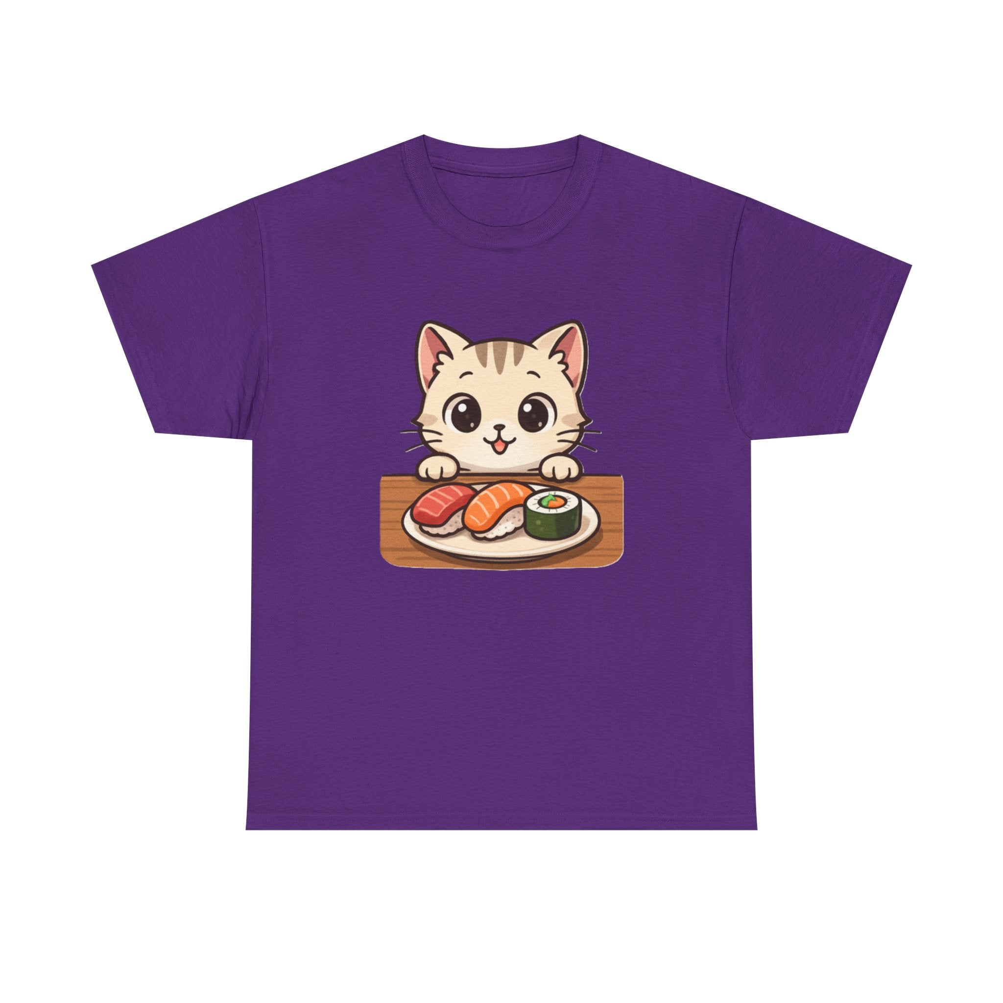 Cat & Sushi T-Shirt — Cute Kawaii Kitty with Sushi Graphic - Adult