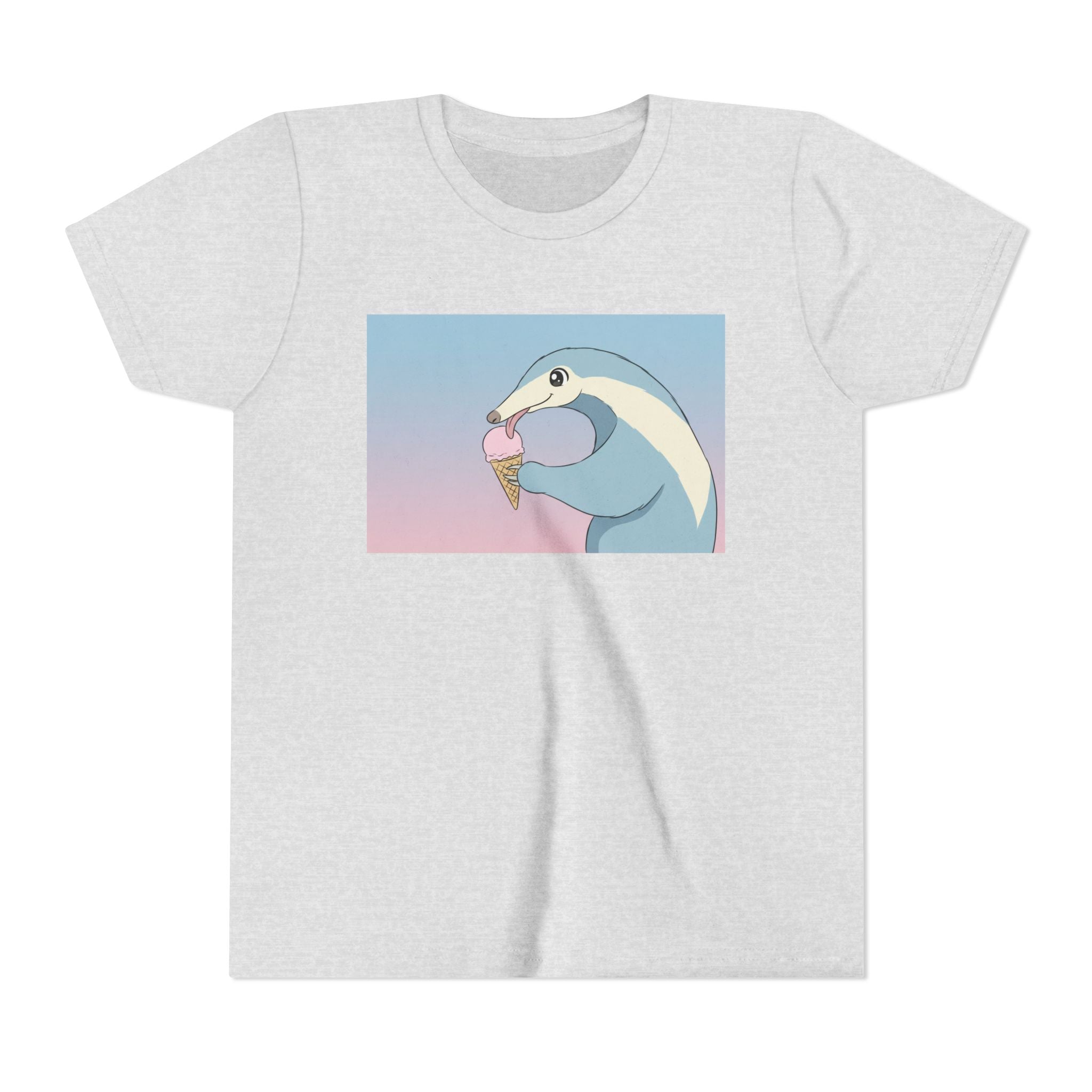 Anteater Eating Ice Cream Kids Tee — Cute Pastel Animal Graphic Youth T-Shirt - Kids